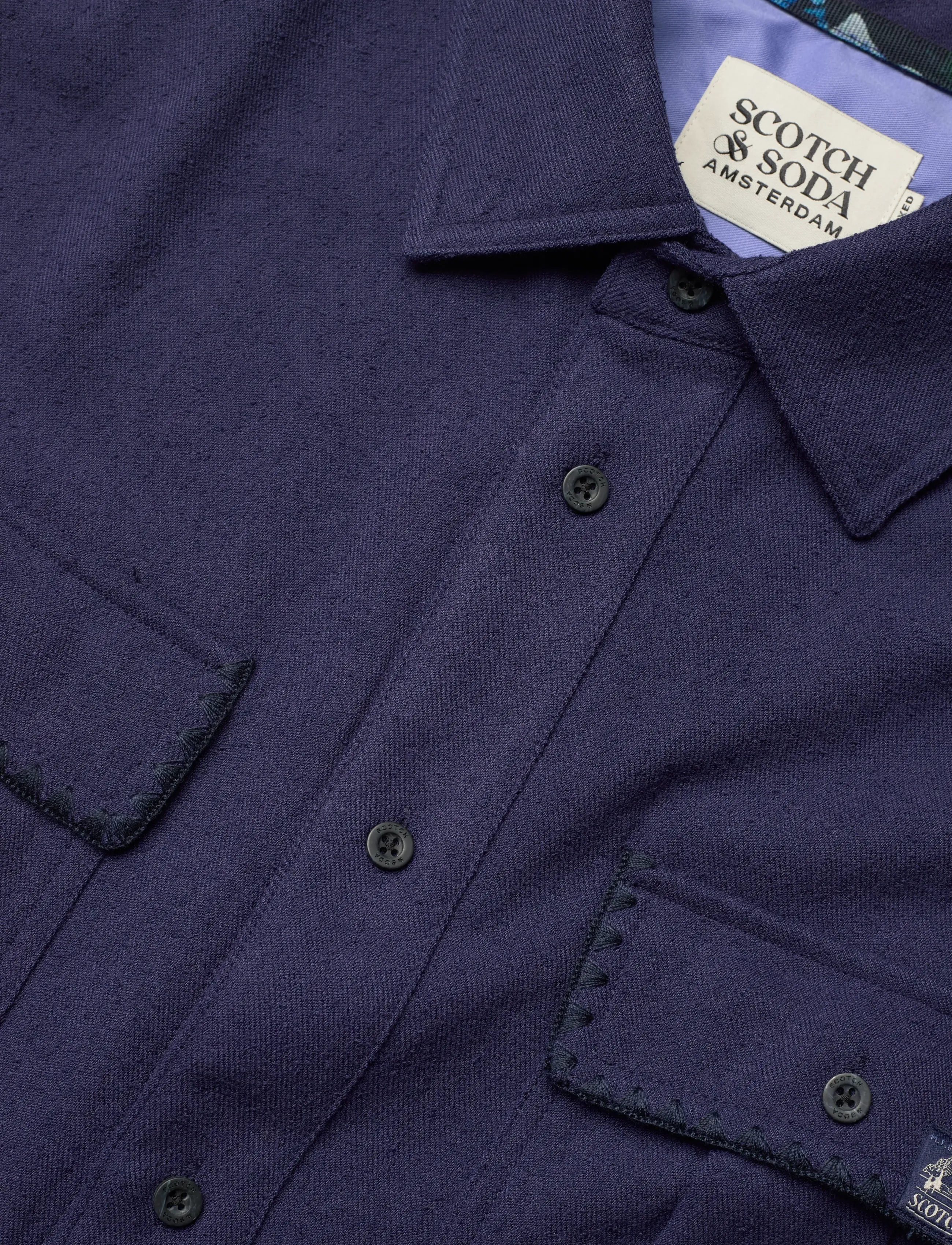 Scotch & Soda - Textured relaxed-fit shirt - overshirts - peacoat - 3