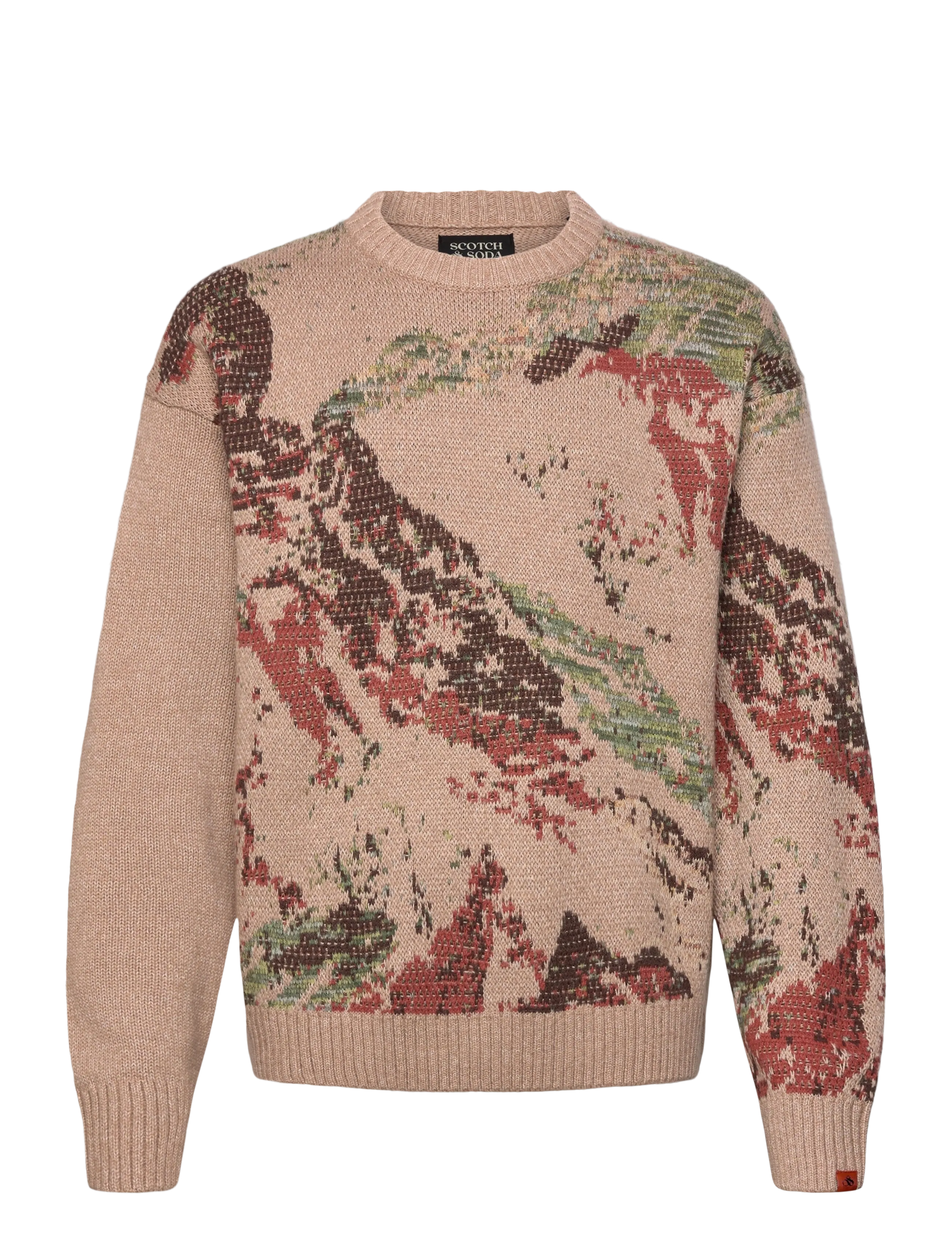 Scotch & Soda Mountain loose fit pullover - Rundhals - MOUNTAIN TANNIN AOP / beige