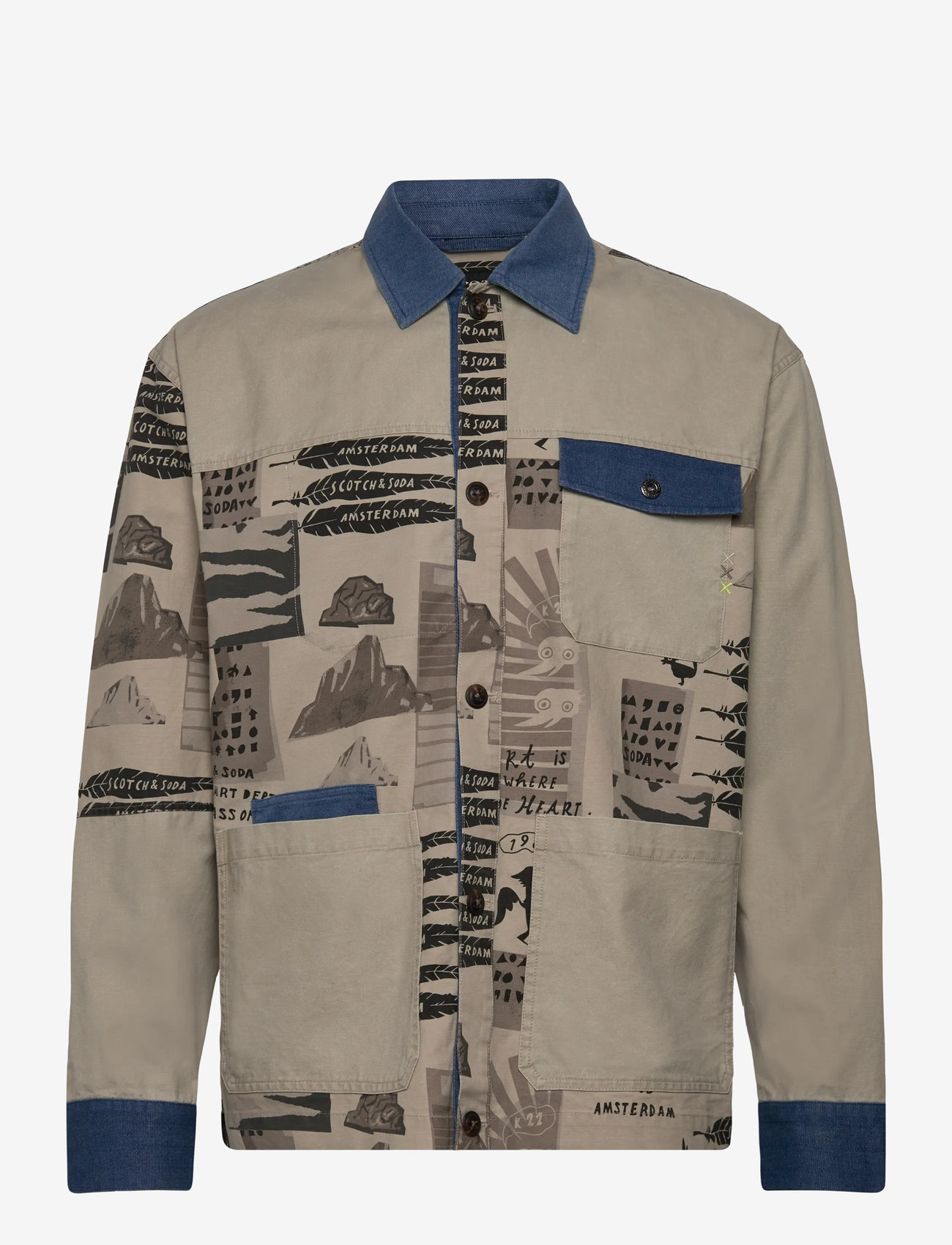 Scotch & Soda - Printed & washed colour block worker jacket - leichte jacken - art dept collage white colourblock - 0