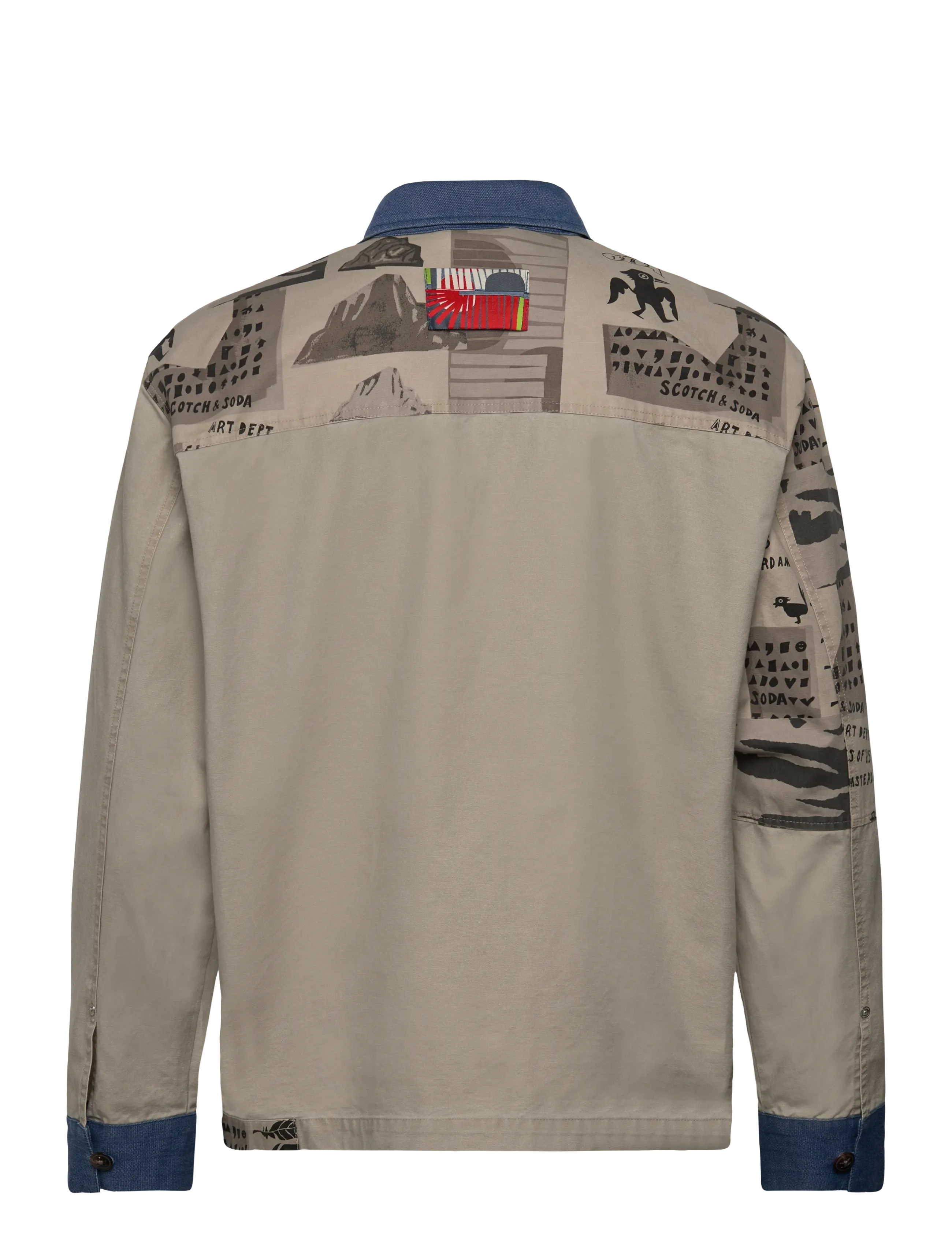 Printed & Washed Colour Block Worker Jacket 2