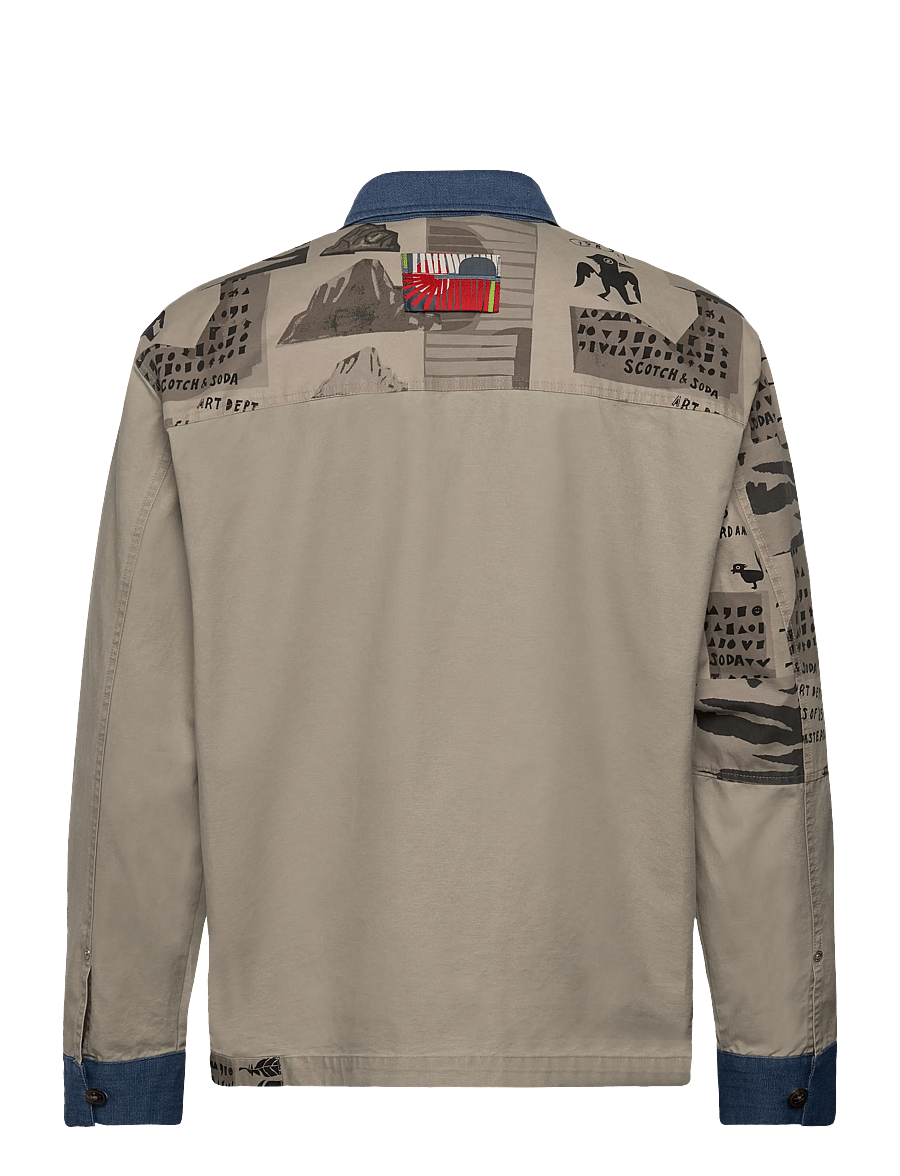 Scotch & Soda - Printed & washed colour block worker jacket - frühlingsjacken - art dept collage white colourblock - 1