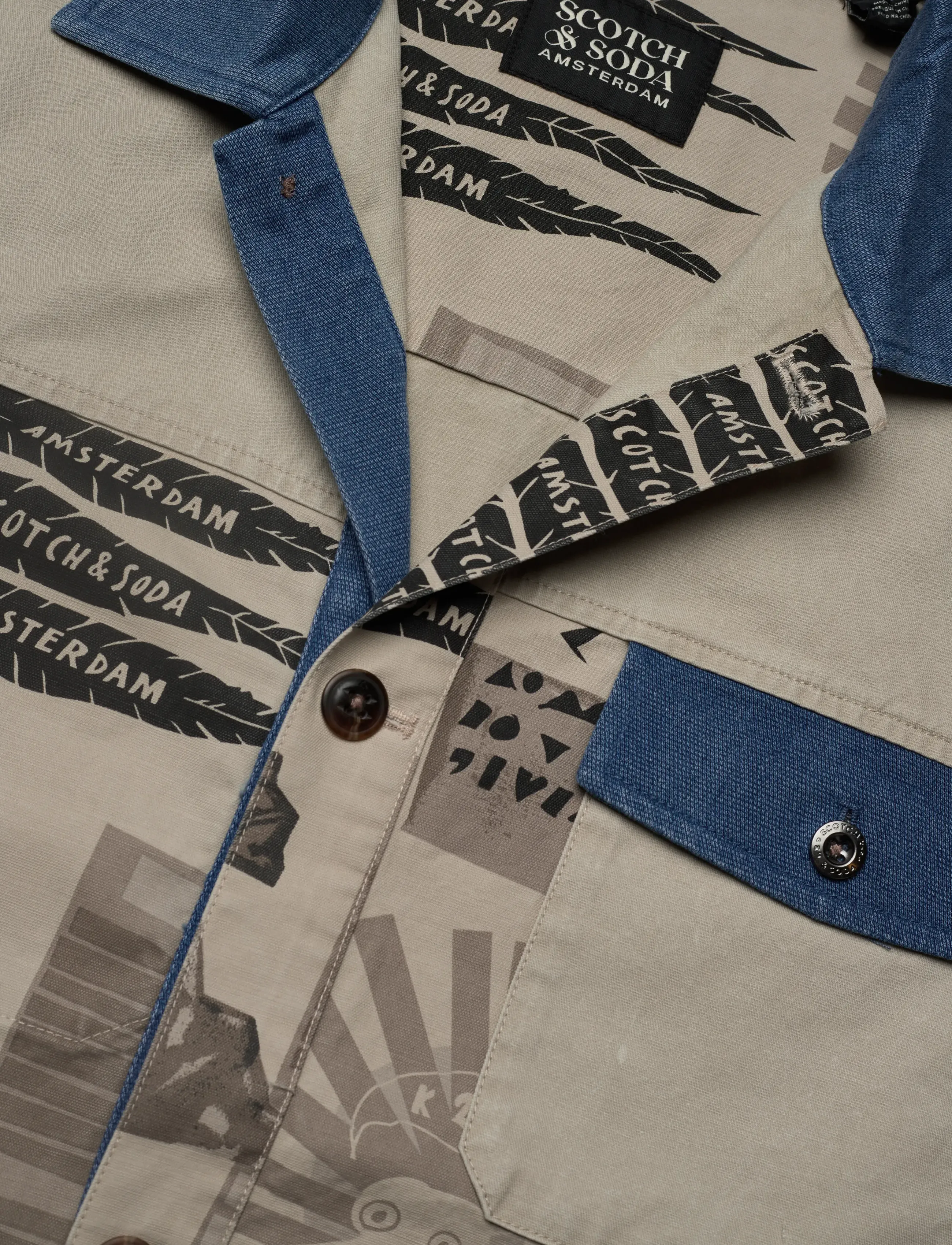 Scotch & Soda - Printed & washed colour block worker jacket - frühlingsjacken - art dept collage white colourblock - 2