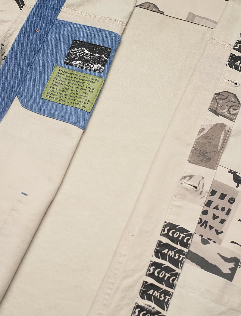 Scotch & Soda - Printed & washed colour block worker jacket - spring jackets - art dept collage white colourblock - 4