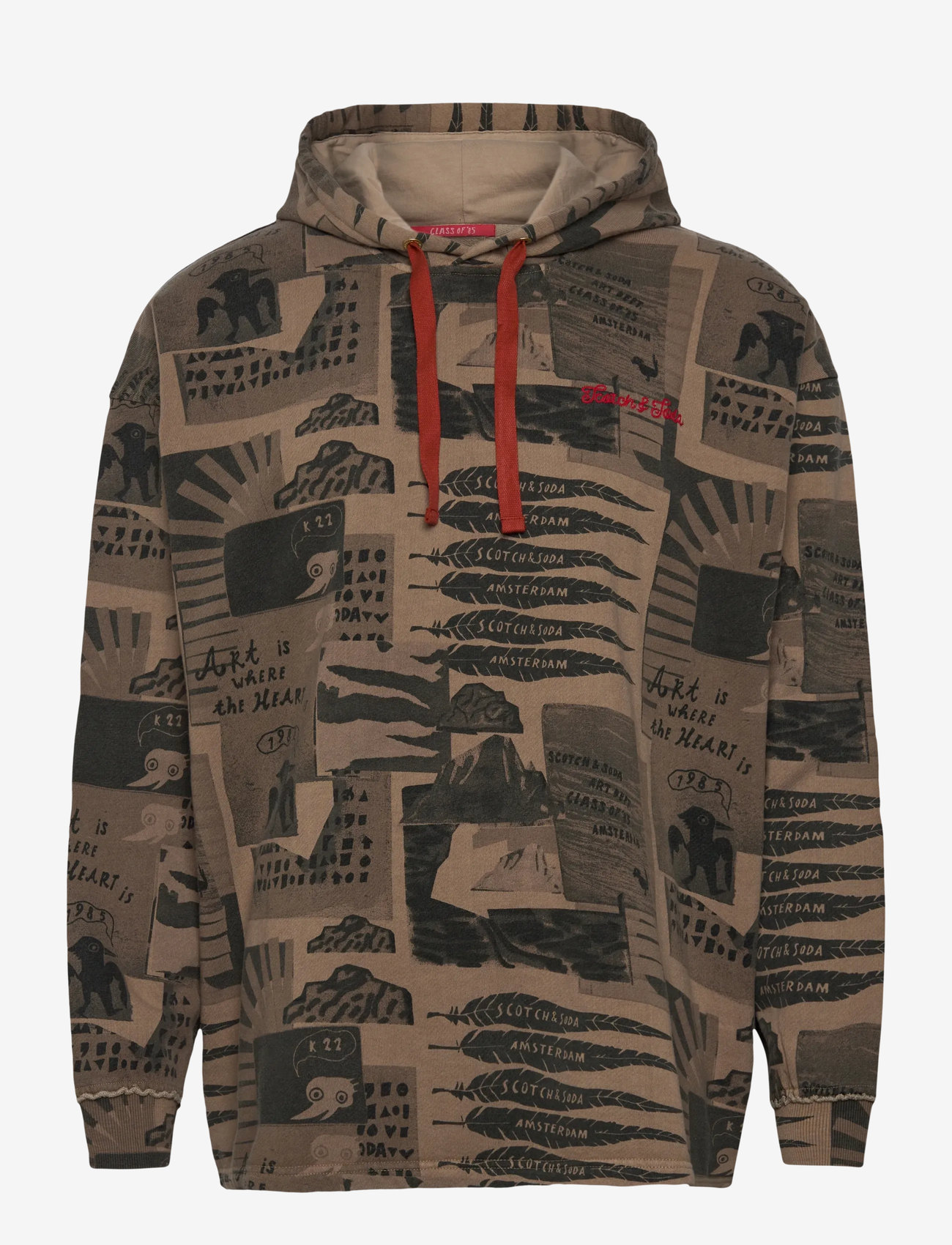 Scotch & Soda - Loose-fit overdyed all-over printed hoodie - kapuzenpullover - plaza taupe - 0
