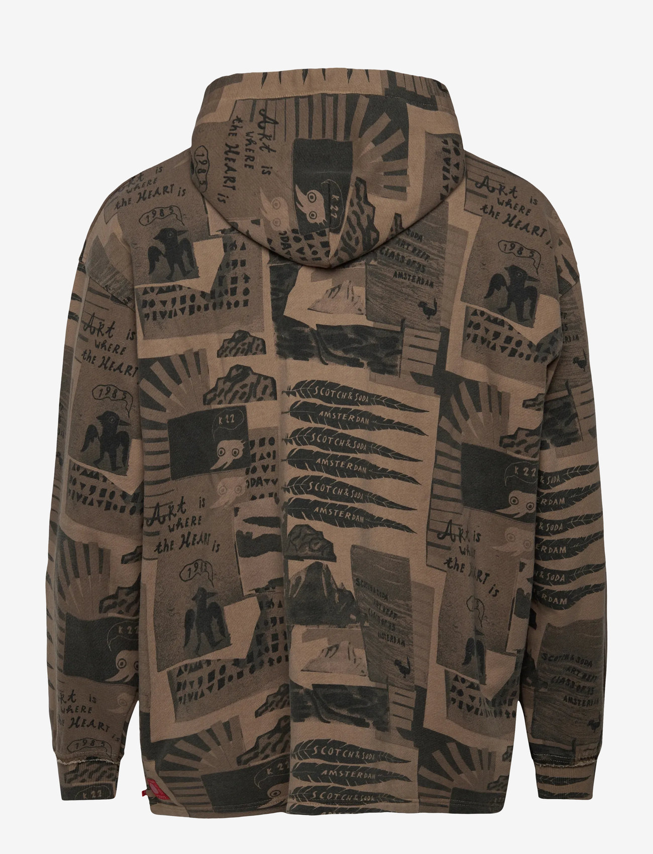 Scotch & Soda - Loose-fit overdyed all-over printed hoodie - kapuzenpullover - plaza taupe - 1