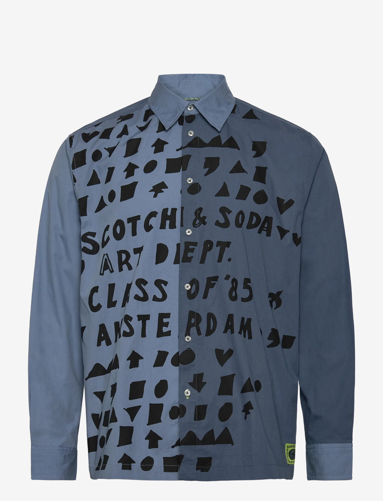 Scotch & Soda - Relaxed-fit letters poplin shirt - mustriga särgid - faded denim - 0