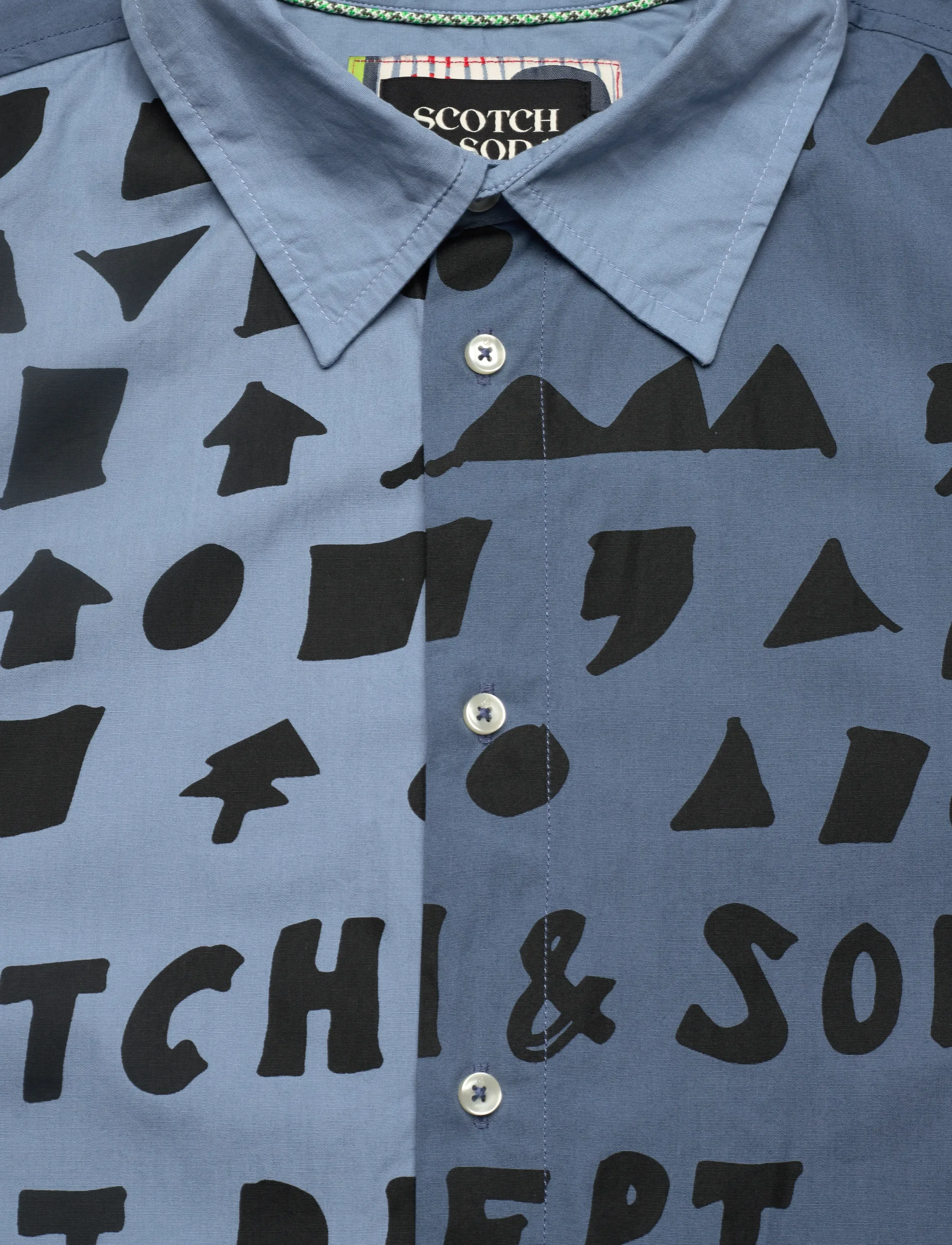 Scotch & Soda - Relaxed-fit letters poplin shirt - mustriga särgid - faded denim - 2