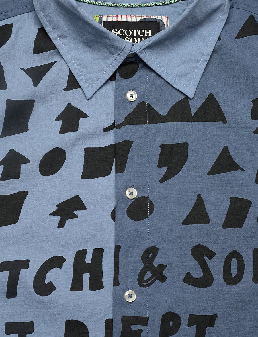 Scotch & Soda - Relaxed-fit letters poplin shirt - mustriga särgid - faded denim - 2