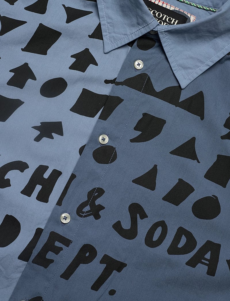 Scotch & Soda - Relaxed-fit letters poplin shirt - mustriga särgid - faded denim - 3