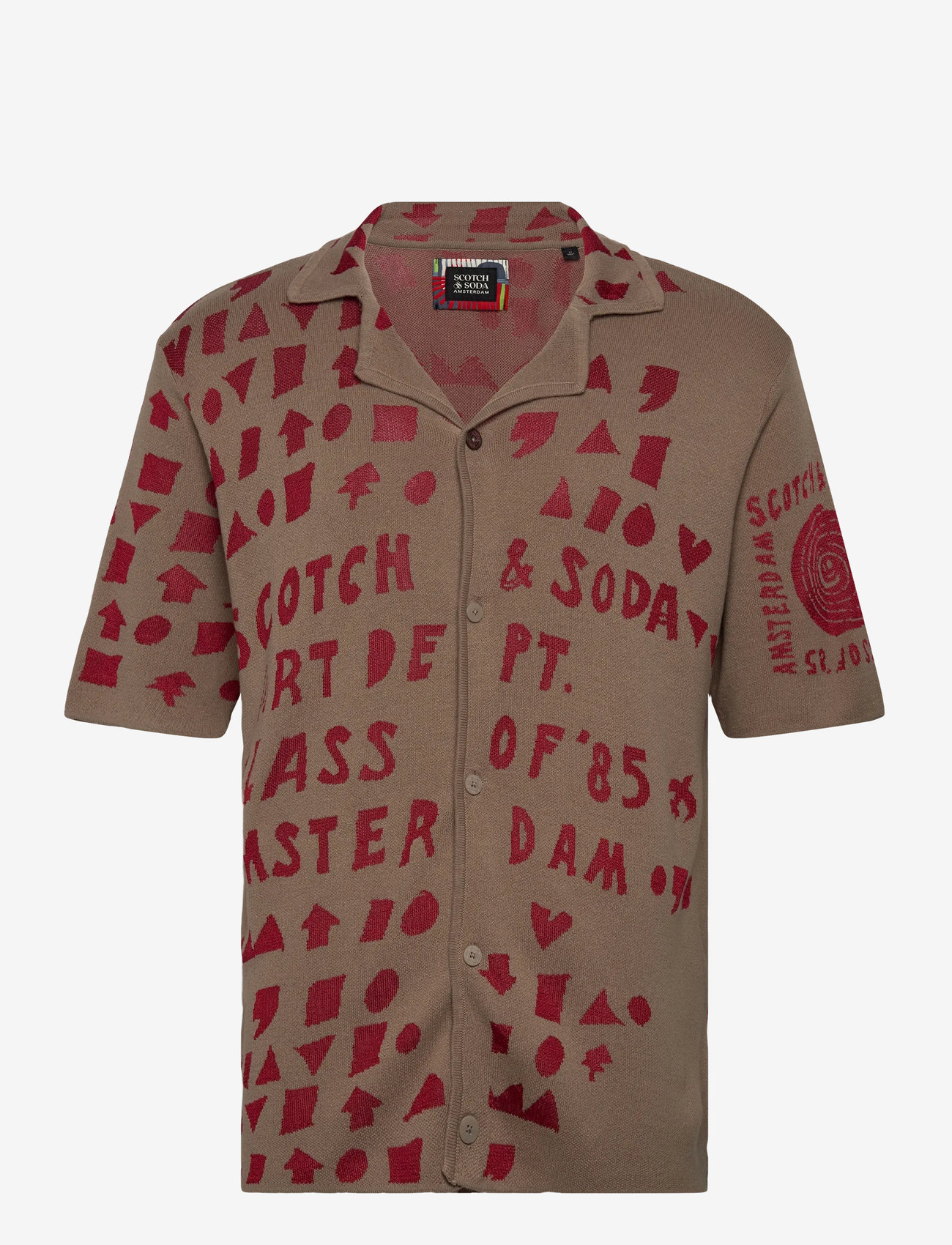 Scotch & Soda - Jacquard knitted shirt - mönstrade skjortor - plaza taupe - 0