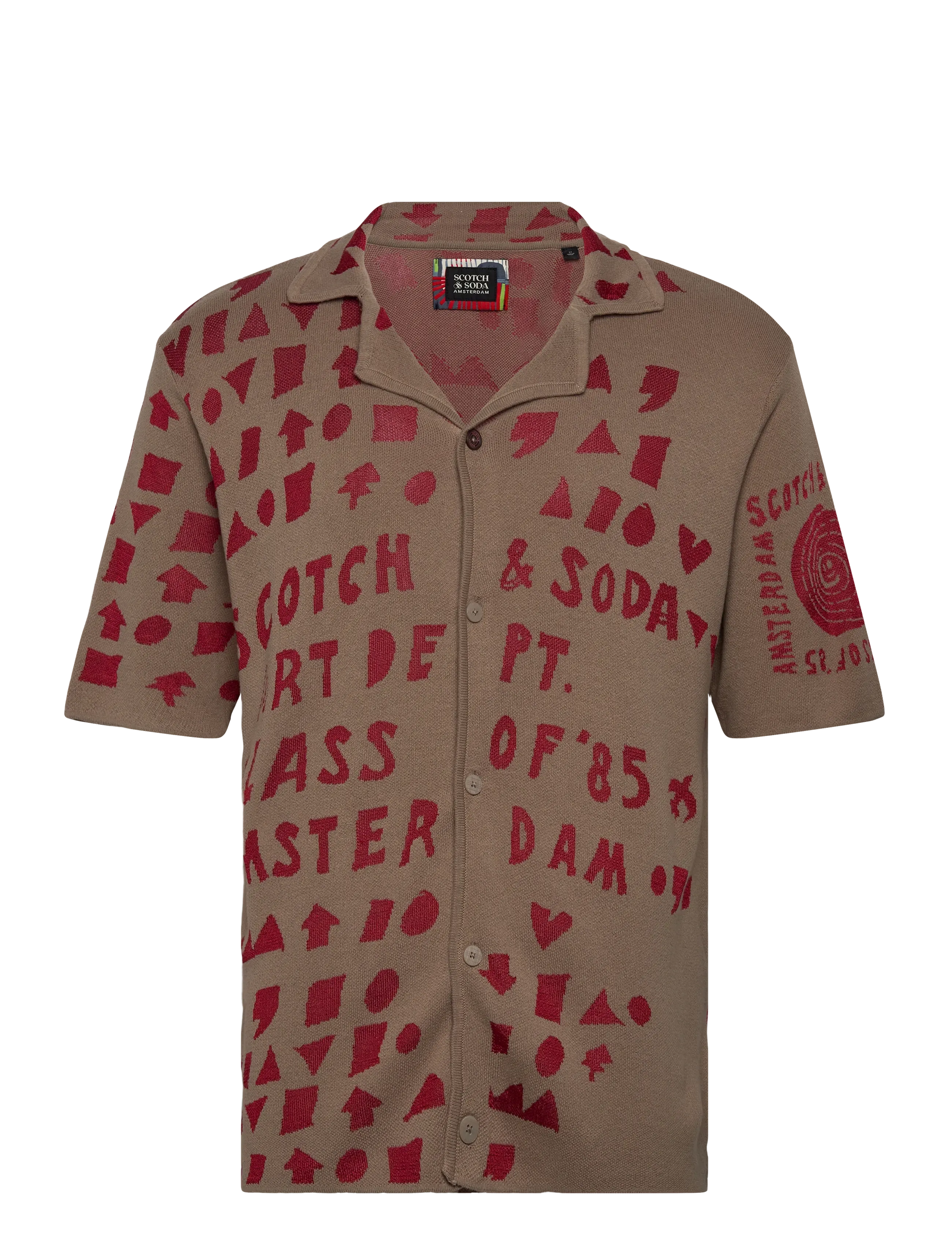 Scotch & Soda Jacquard knitted shirt - Skjorter - PLAZA TAUPE / brown