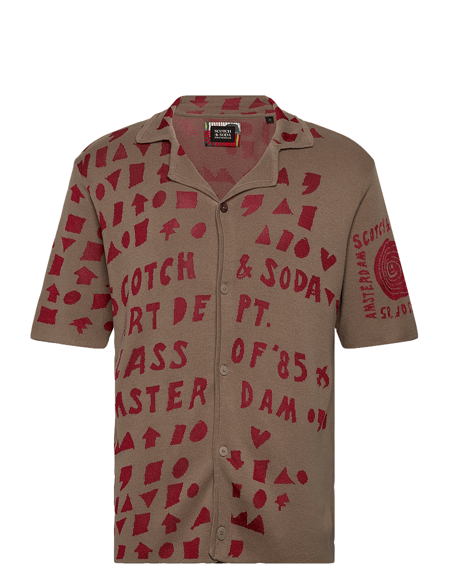 Scotch & Soda - Jacquard knitted shirt - skjorter med mønster - plaza taupe - 0