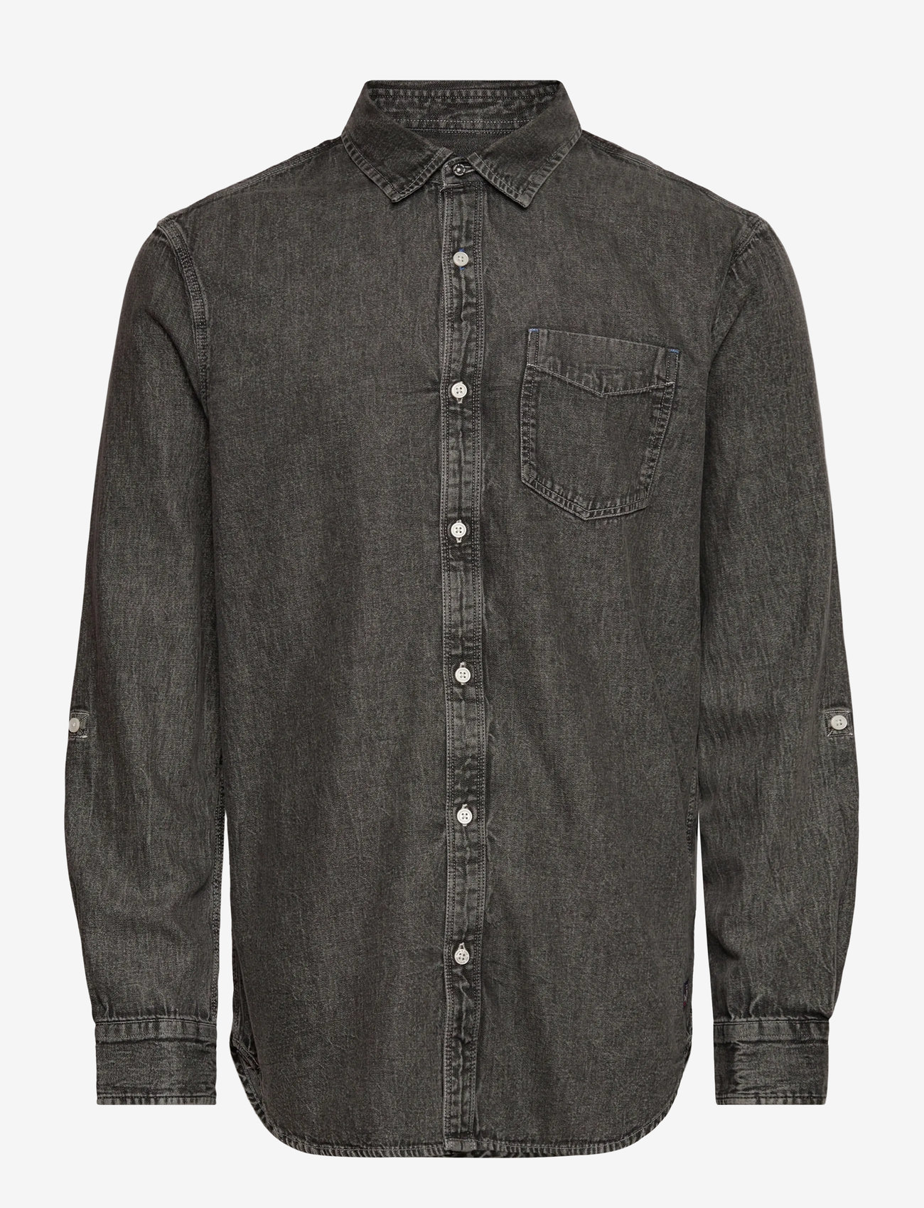Scotch & Soda - Washed 1 pocket black denim shirt - teksasärgid - black spark - 0