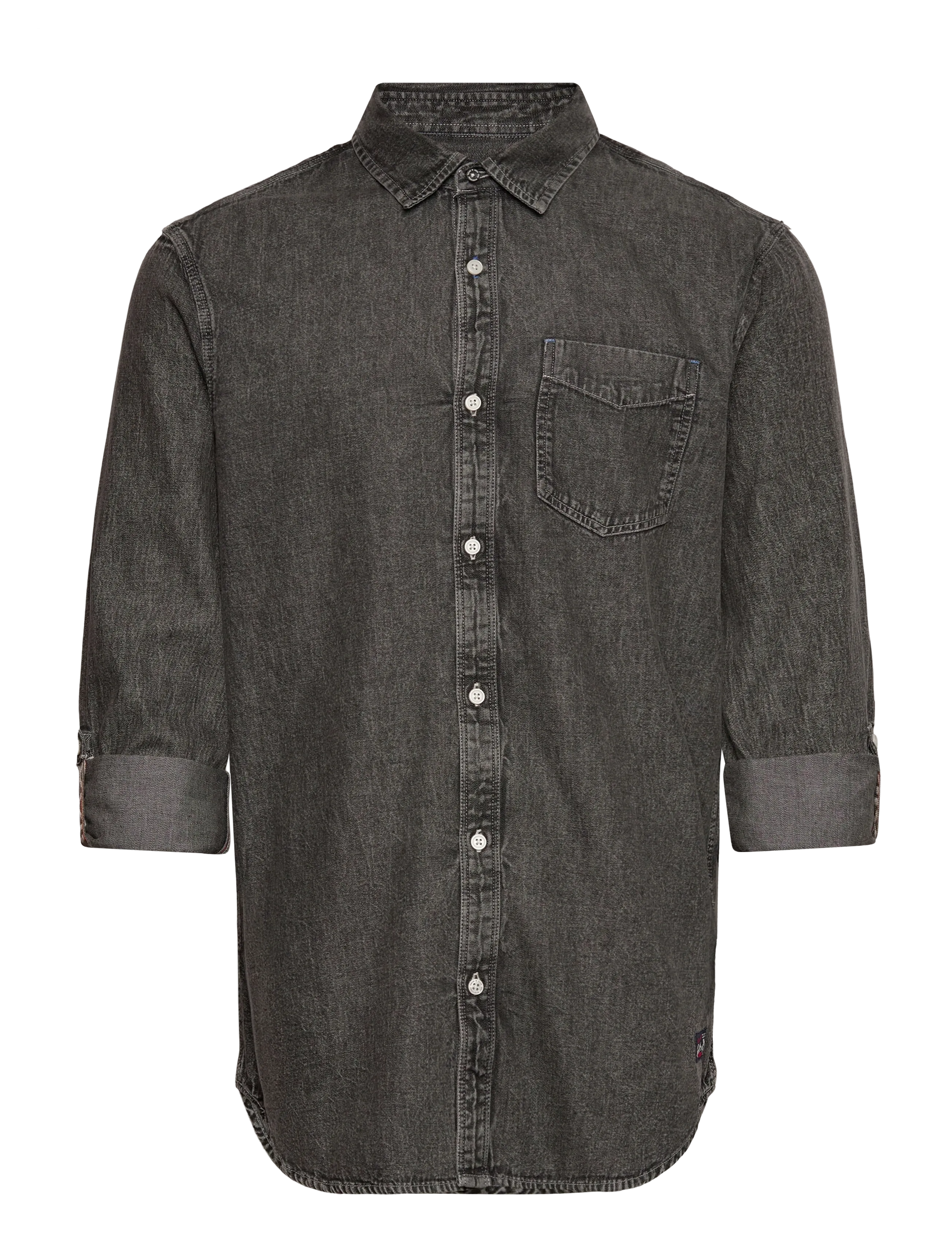Scotch & Soda - Washed 1 pocket black denim shirt - denim shirts - black spark - 2