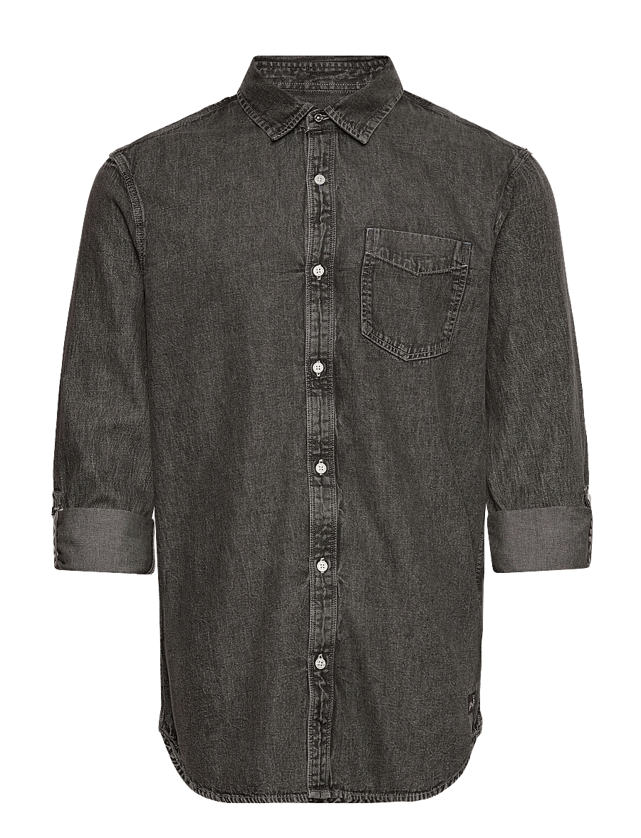Scotch & Soda - Washed 1 pocket black denim shirt - denim shirts - black spark - 2