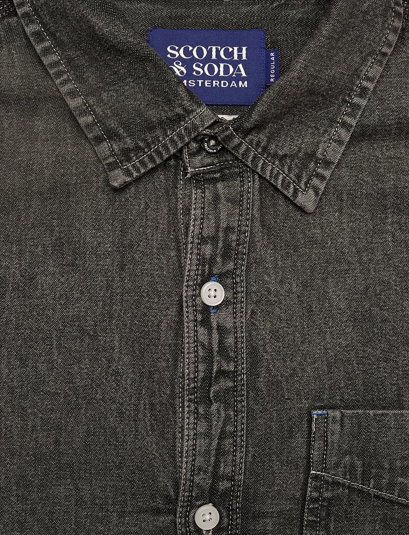 Scotch & Soda - Washed 1 pocket black denim shirt - teksasärgid - black spark - 3