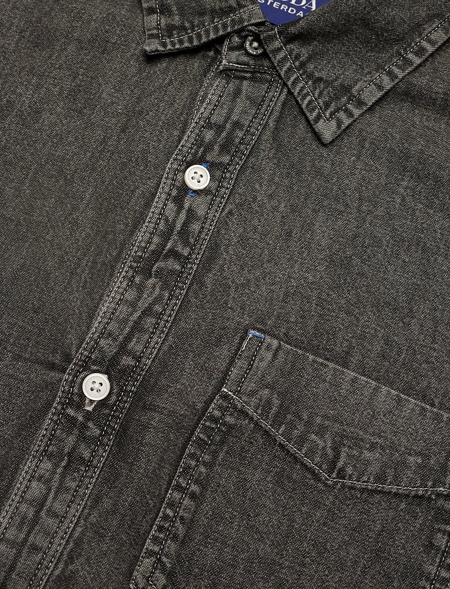 Scotch & Soda - Washed 1 pocket black denim shirt - denim shirts - black spark - 4