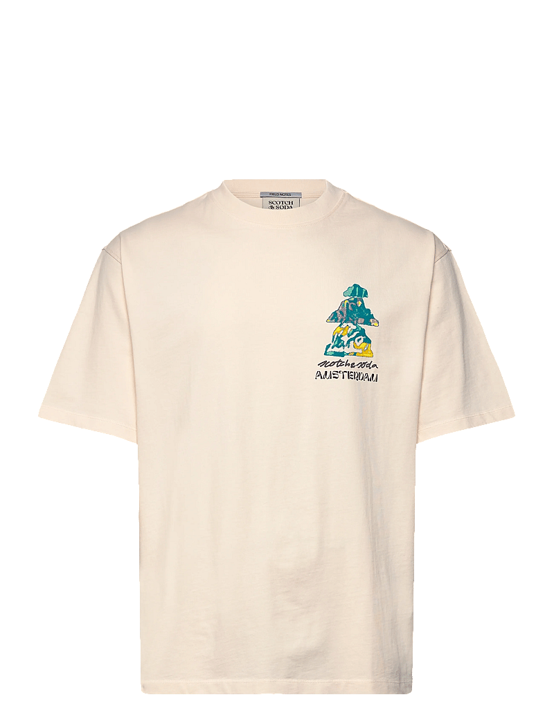 Scotch & Soda - Loose fit front and back artwork t-shirt - kortærmede t-shirts - eggnog - 0