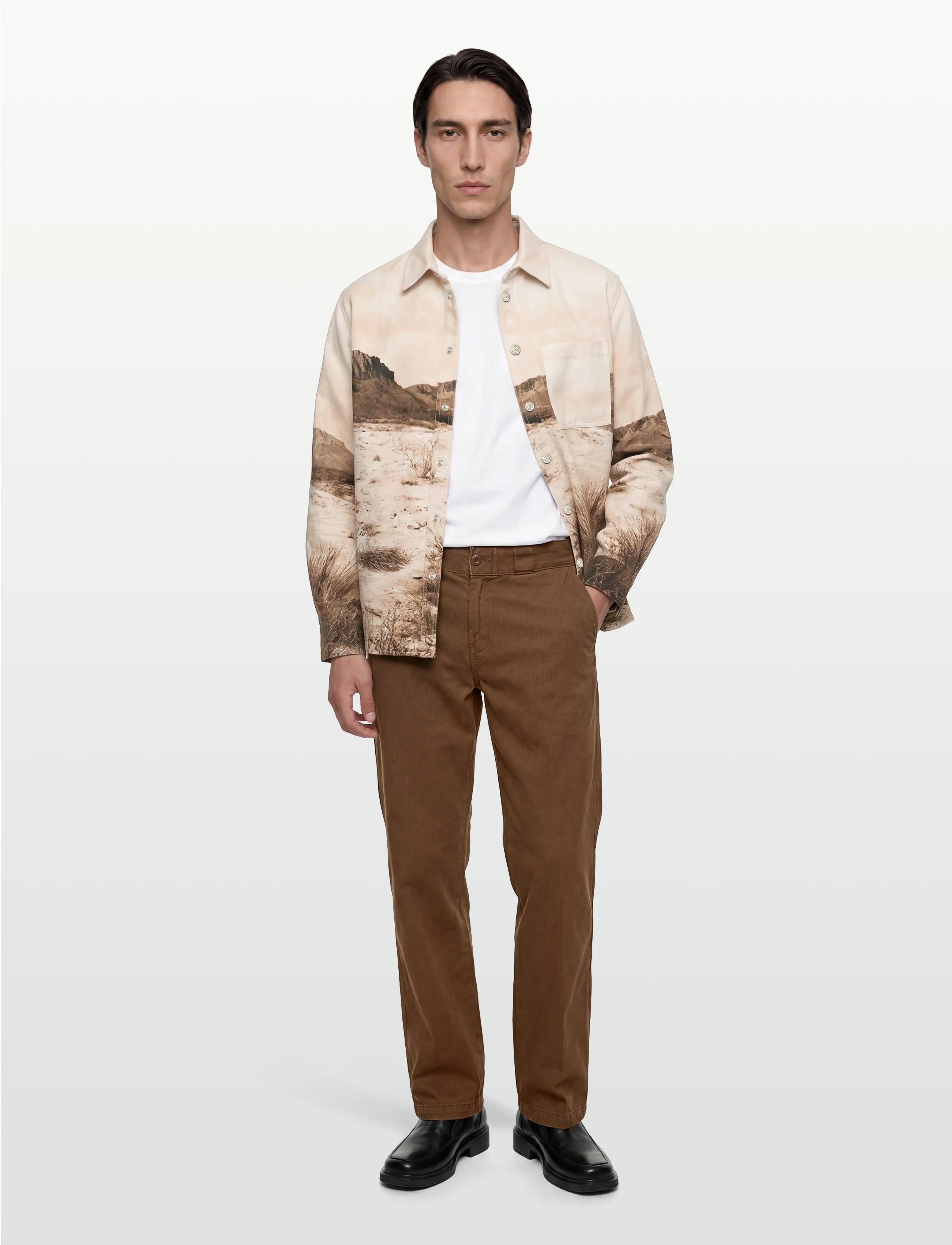 Scotch & Soda Scenery Overshirt, L, Cream, Skjorter > Afslappet Shirts, Herre