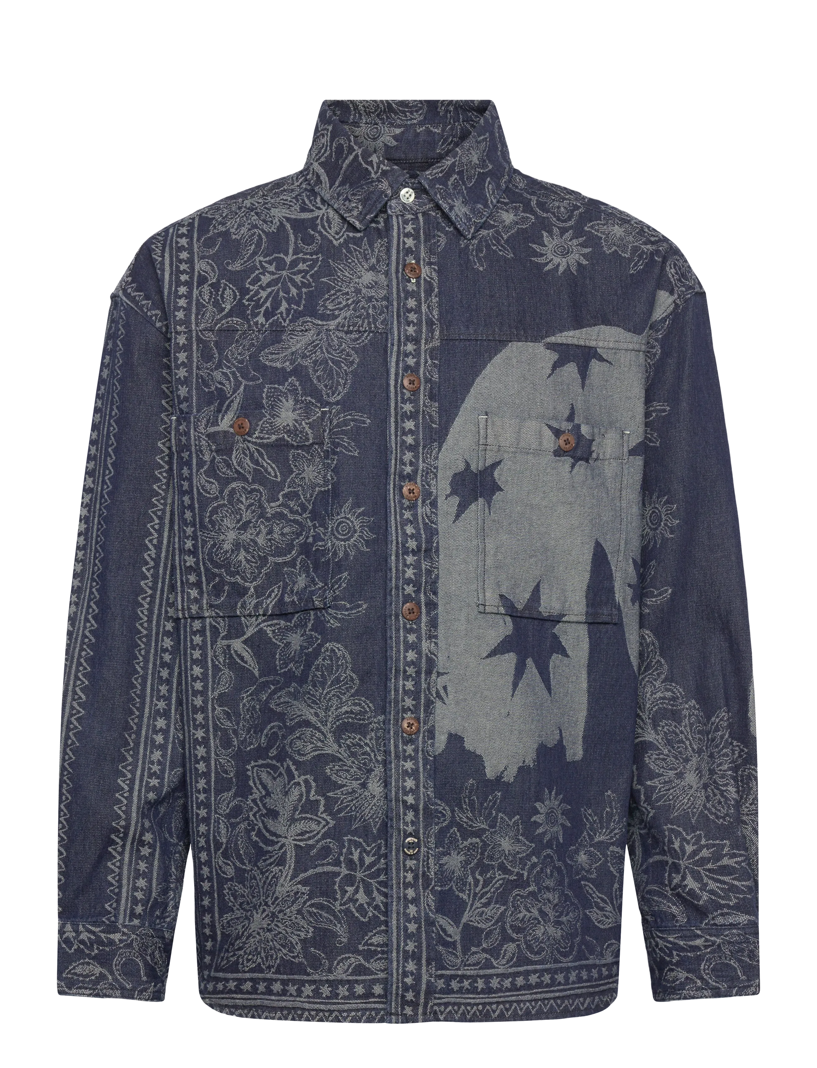SCOTCH & SODA Denim Jacquard Overshirt Navy - L - Herren