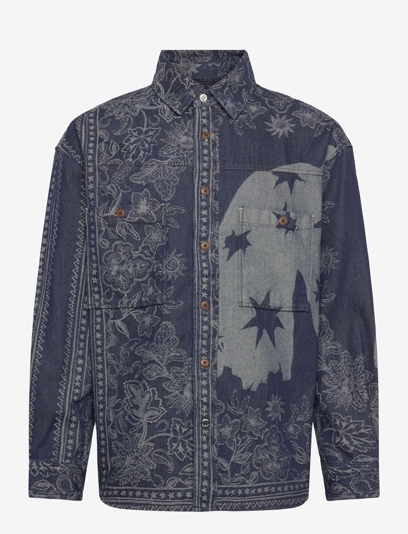 Scotch & Soda - Denim Jacquard Overshirt - denim shirts - horse bandana dress blues - 0