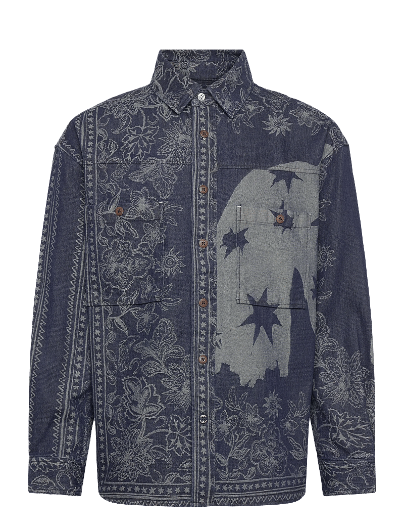 Scotch & Soda - Denim Jacquard Overshirt - denim shirts - horse bandana dress blues - 0