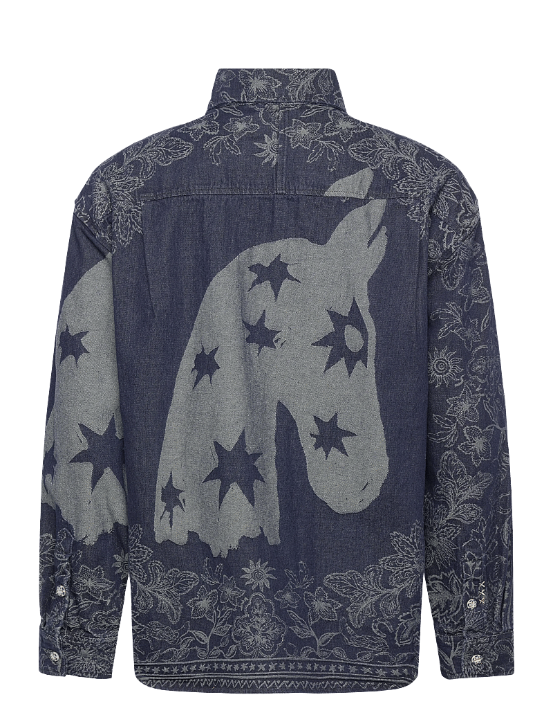 Scotch & Soda - Denim Jacquard Overshirt - denim shirts - horse bandana dress blues - 1