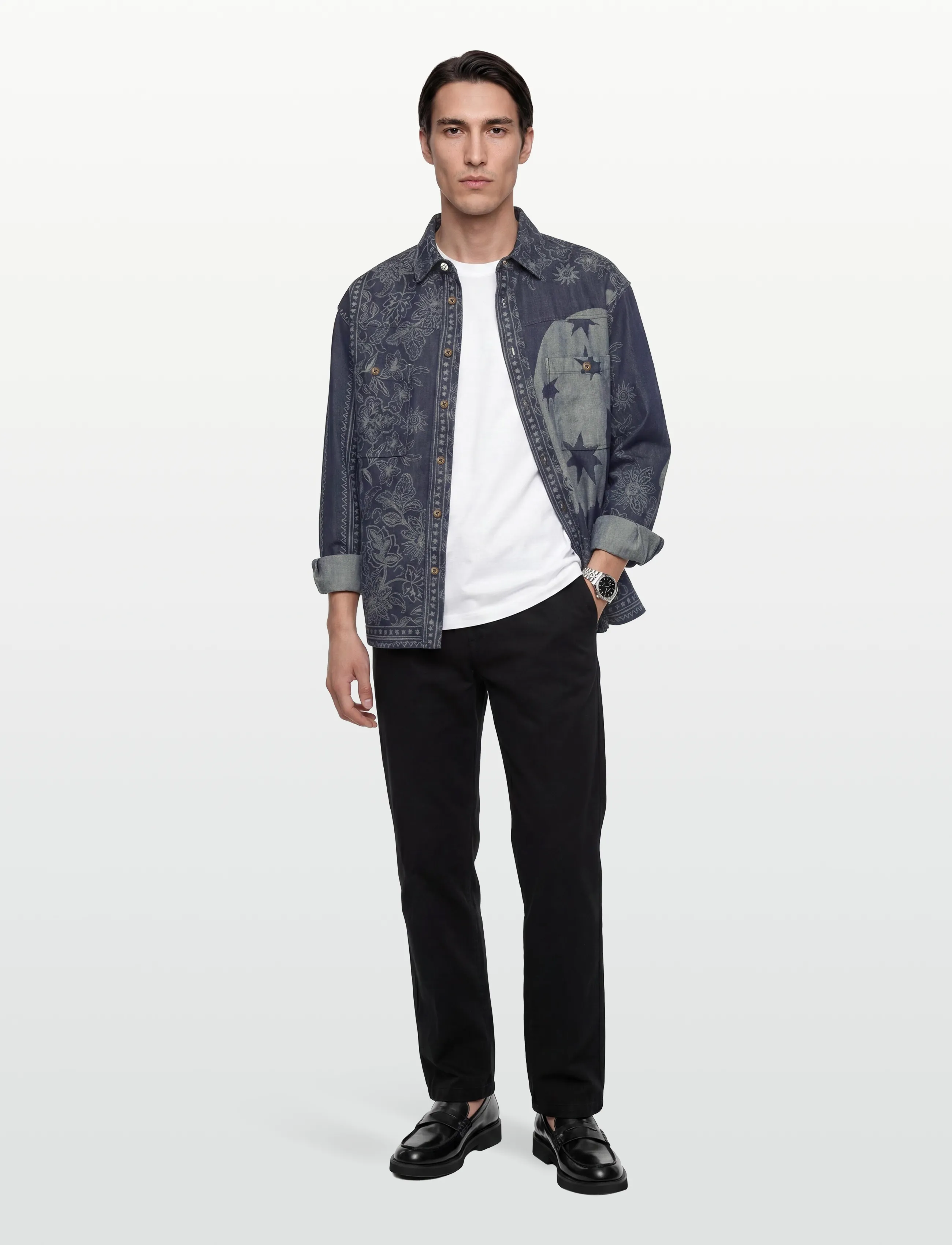 Scotch & Soda Denim Jacquard Overshirt - Chemises - HORSE BANDANA DRESS BLUES / navy