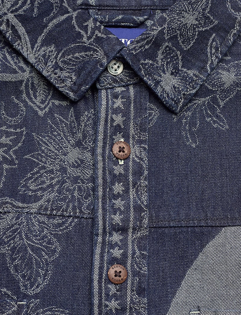 Scotch & Soda - Denim Jacquard Overshirt - denim shirts - horse bandana dress blues - 2