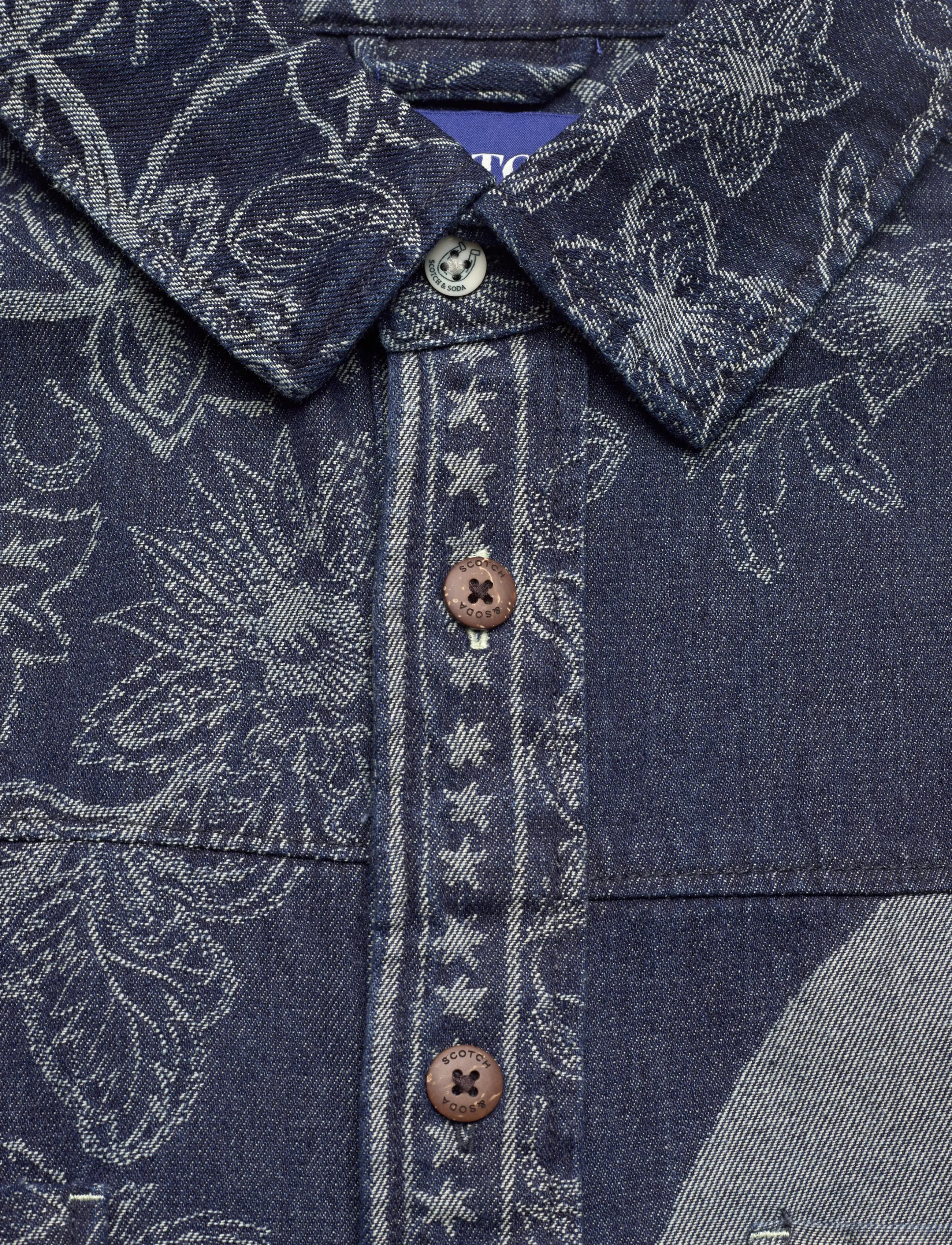 Scotch & Soda - Denim Jacquard Overshirt - denimskjorter - horse bandana dress blues - 5