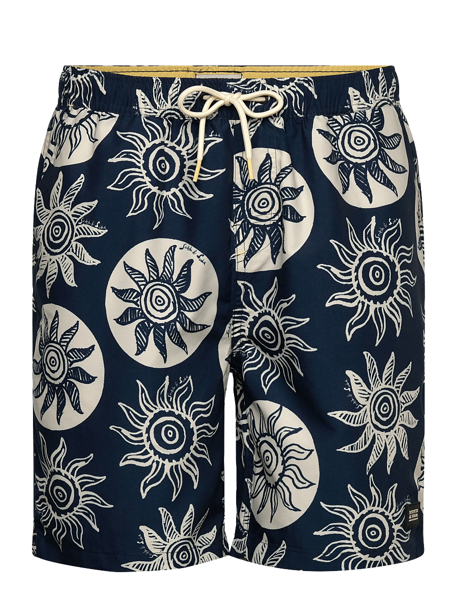 Scotch & Soda - Printed Longlength Swim Shorts - badehose - suns captains blue - 1