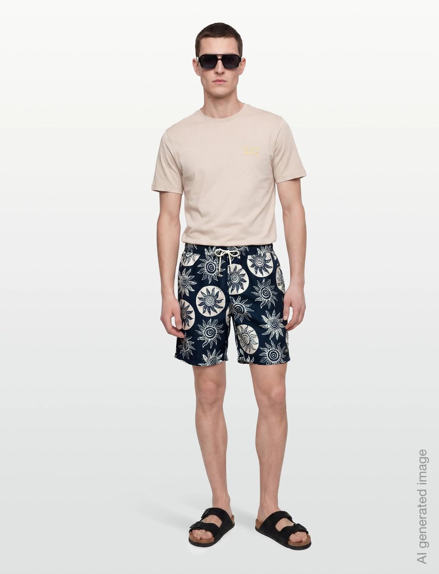 Scotch & Soda - Printed Longlength Swim Shorts - badehose - suns captains blue - 0