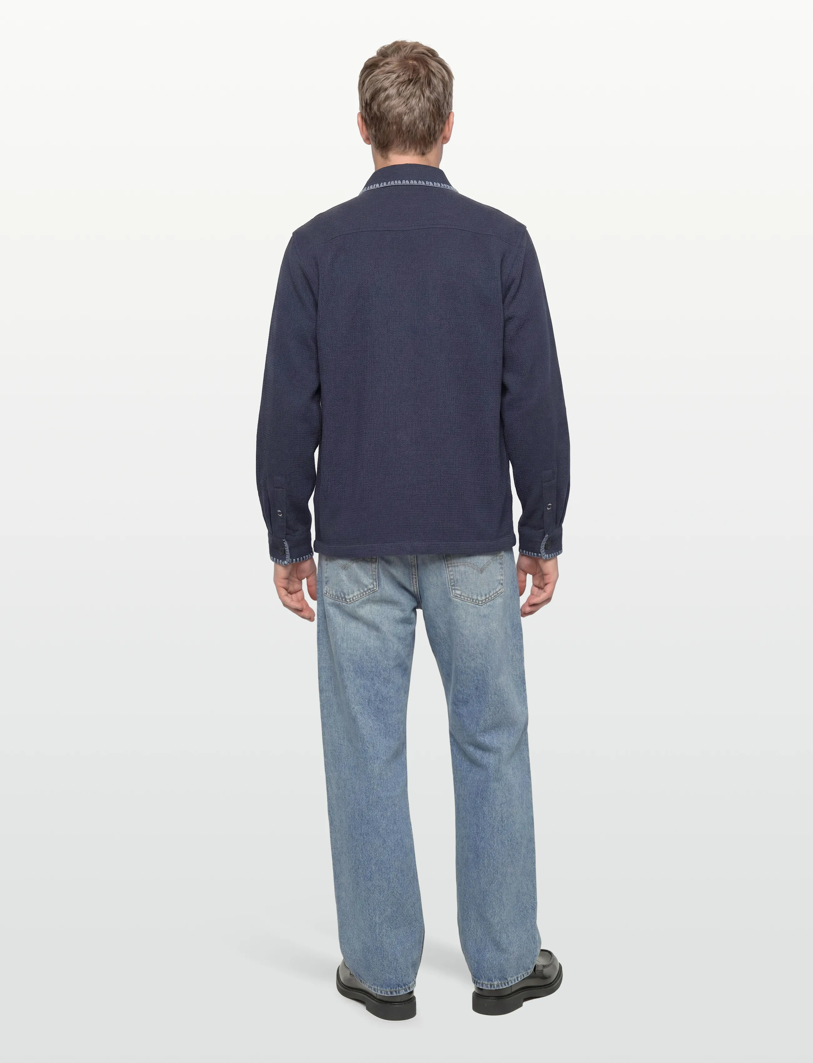 Scotch & Soda - Waffle Structure Relaxedfit Shirt - vabaajasärgid - pageant blue - 4