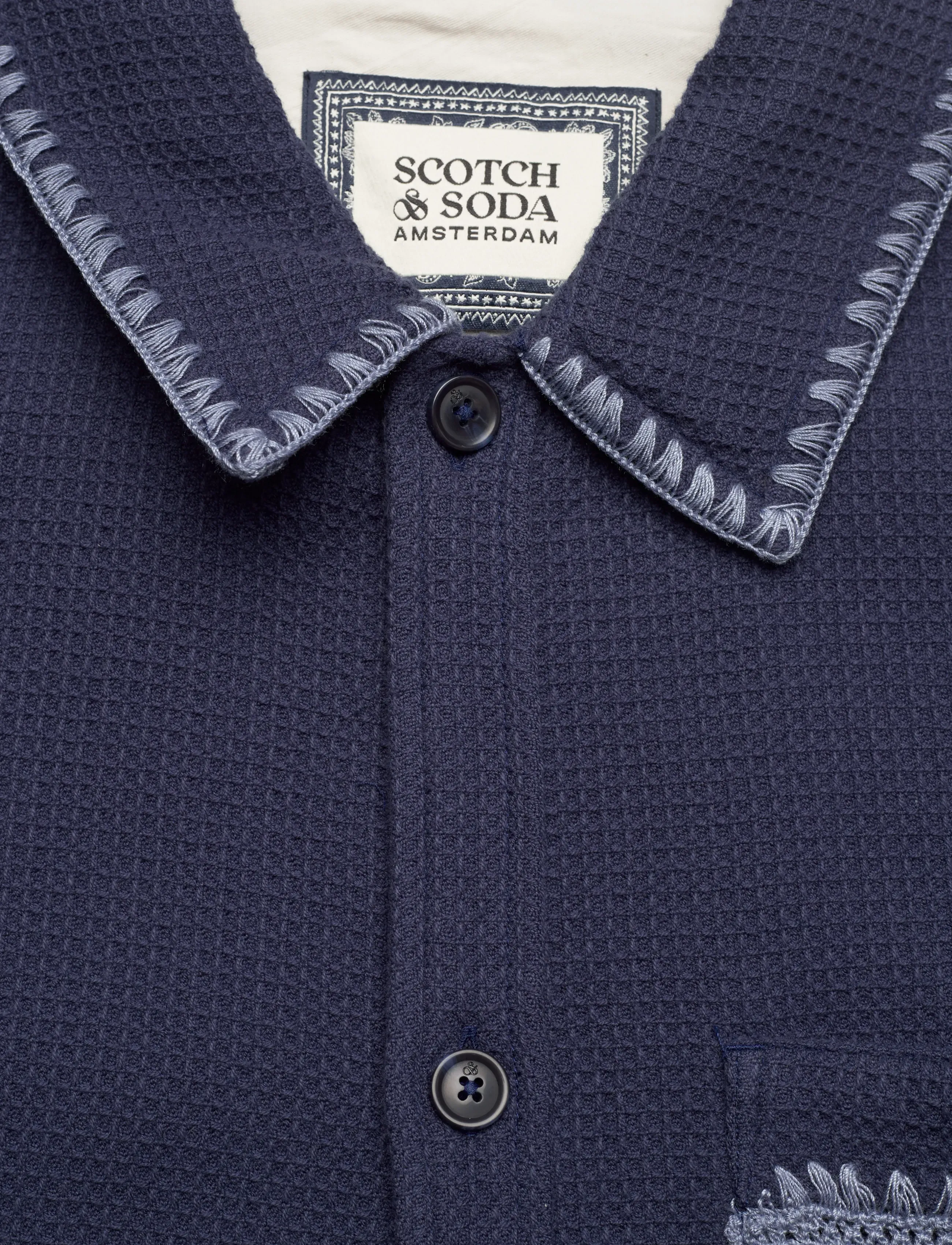 Scotch & Soda - Waffle Structure Relaxedfit Shirt - vabaajasärgid - pageant blue - 5