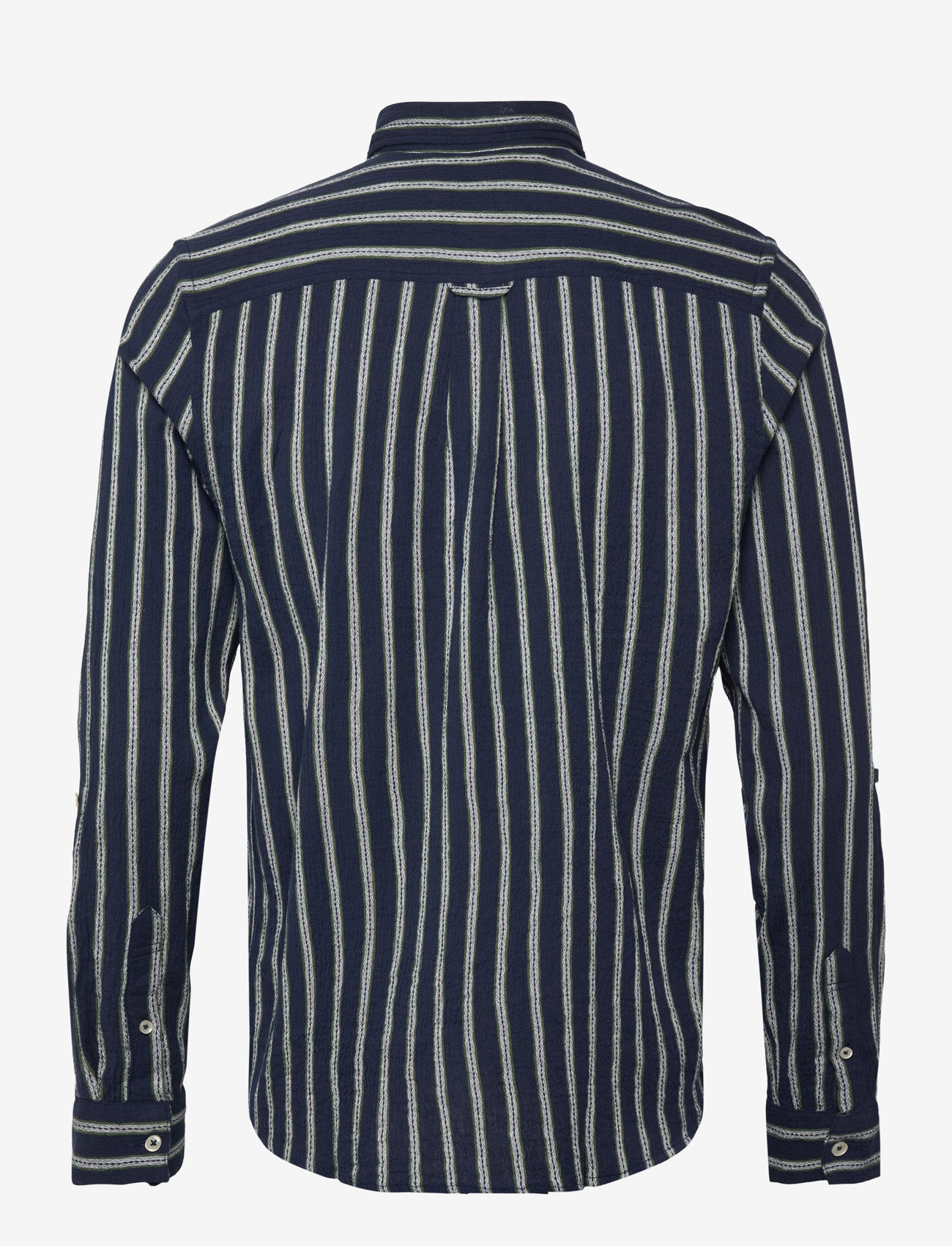 Scotch & Soda - Striped Crinkle Structure Regularfit Shirt - triibulised särgid - garden green stripe - 1