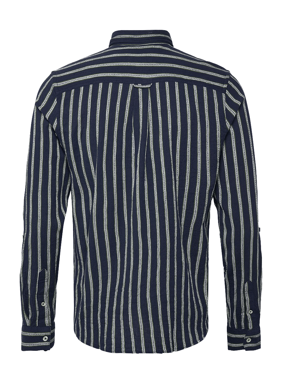 Scotch & Soda - Striped Crinkle Structure Regularfit Shirt - gestreepte overhemden - garden green stripe - 2