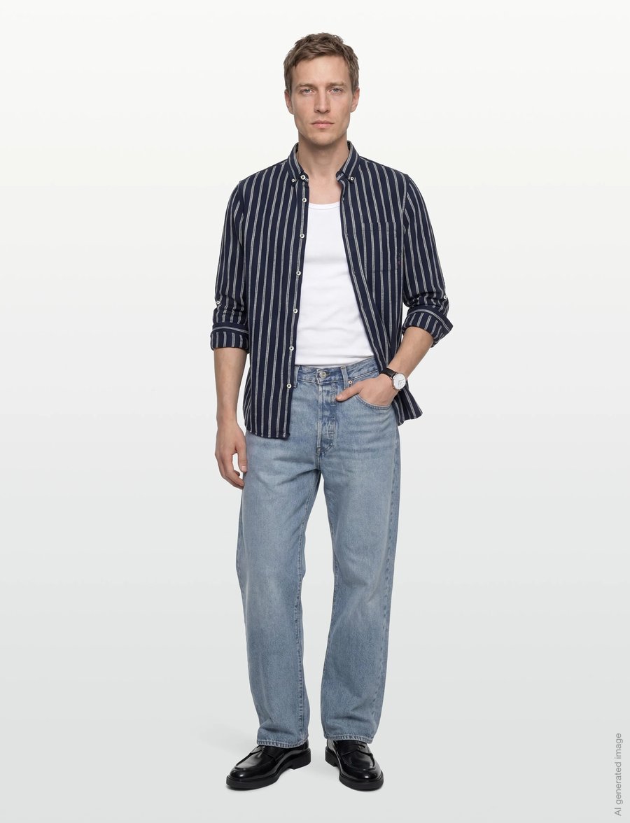 Scotch & Soda - Striped Crinkle Structure Regularfit Shirt - gestreepte overhemden - garden green stripe - 0