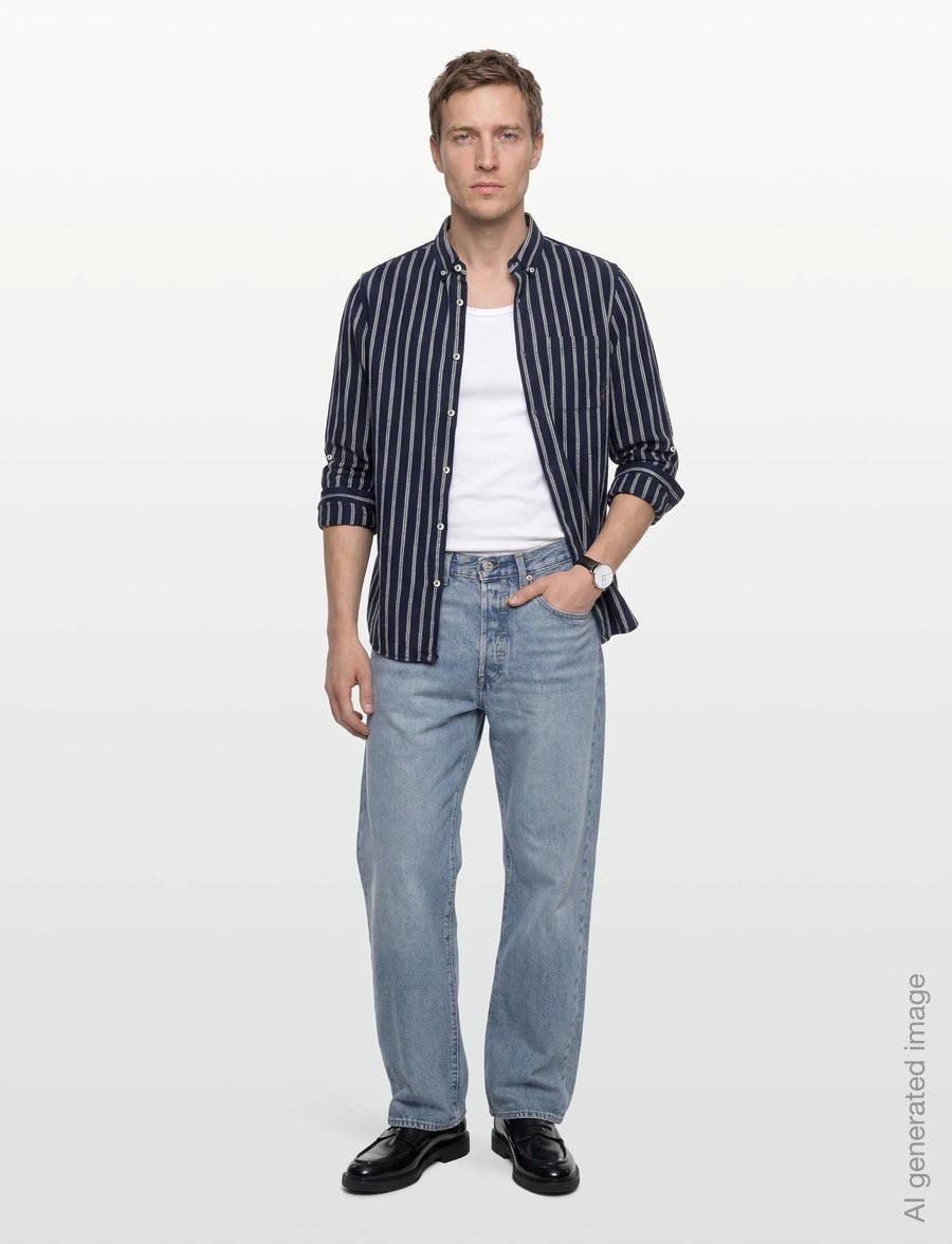 Scotch & Soda - Striped Crinkle Structure Regularfit Shirt - stribede skjorter - garden green stripe - 0