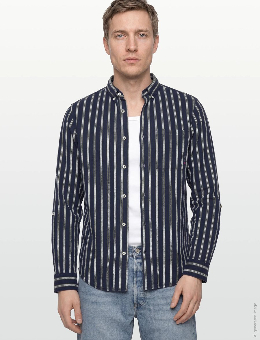 Scotch & Soda - Striped Crinkle Structure Regularfit Shirt - gestreepte overhemden - garden green stripe - 3