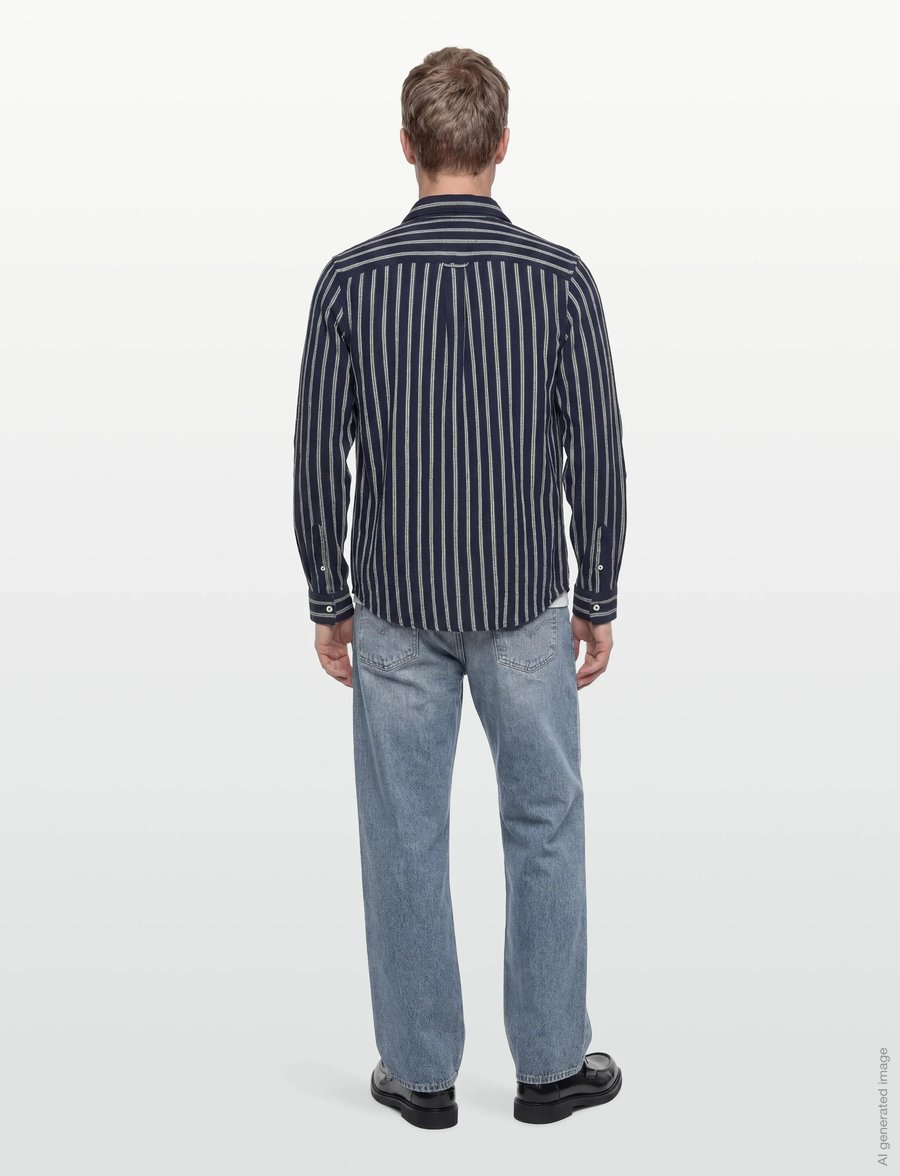 Scotch & Soda - Striped Crinkle Structure Regularfit Shirt - gestreepte overhemden - garden green stripe - 4