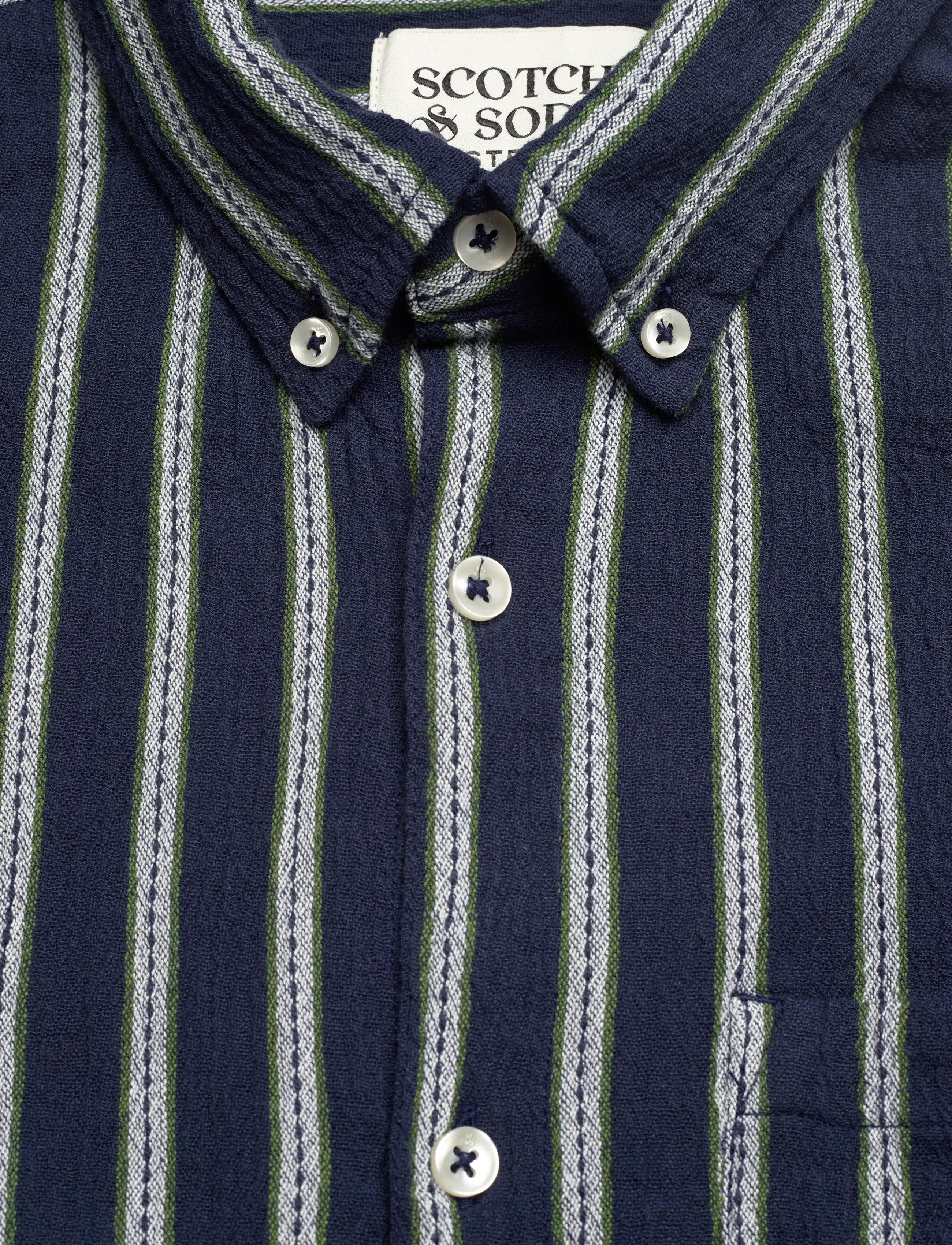 Scotch & Soda - Striped Crinkle Structure Regularfit Shirt - gestreifte hemden - garden green stripe - 5