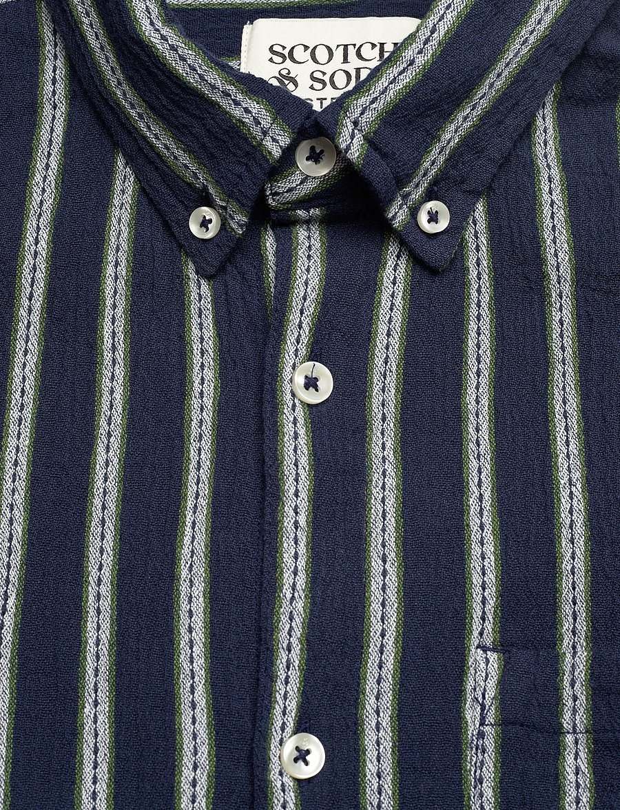 Scotch & Soda - Striped Crinkle Structure Regularfit Shirt - gestreepte overhemden - garden green stripe - 5