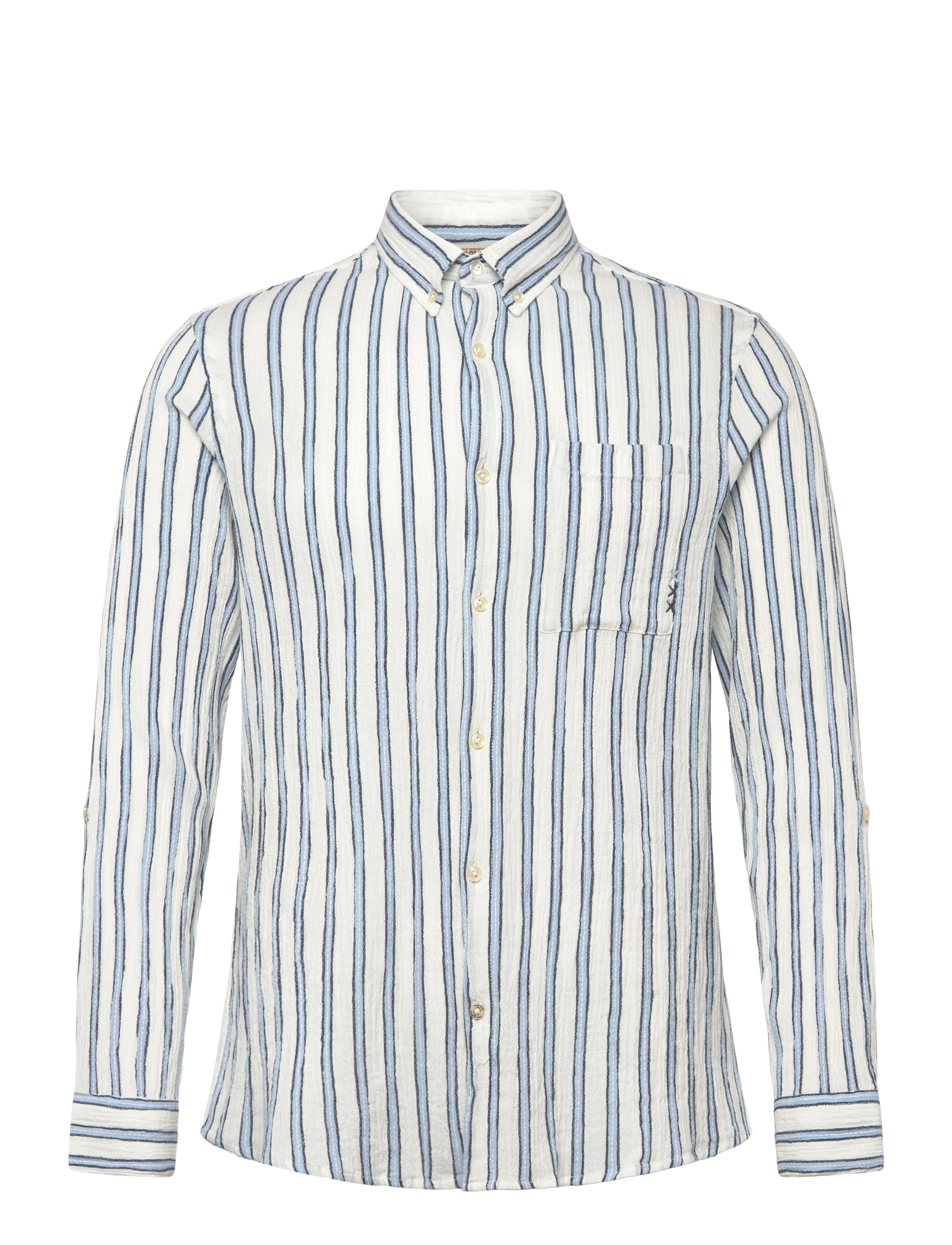 Scotch & Soda Striped Crinkle Structure Regularfit Shirt - Skjorter - WINDSURFER STRIPE / blue