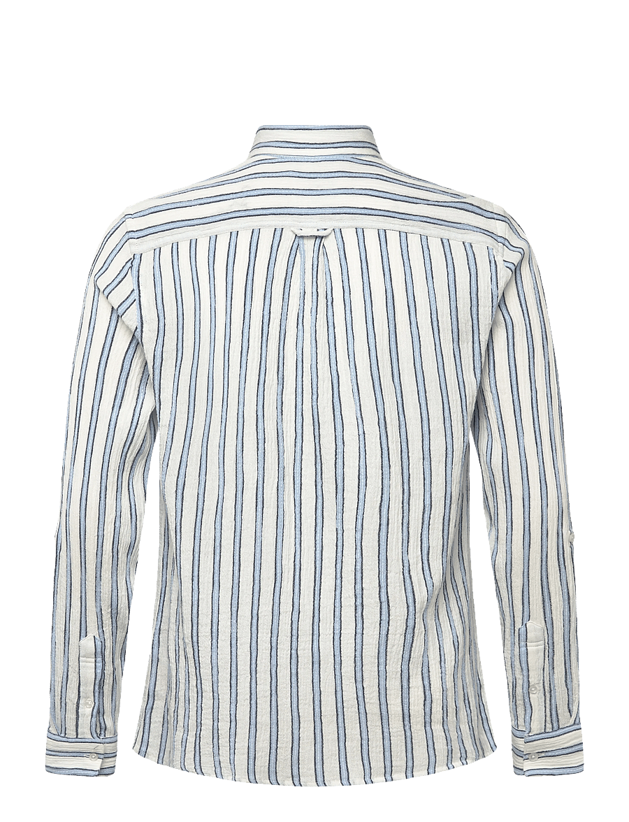Scotch & Soda - Striped Crinkle Structure Regularfit Shirt - stribede skjorter - windsurfer stripe - 1