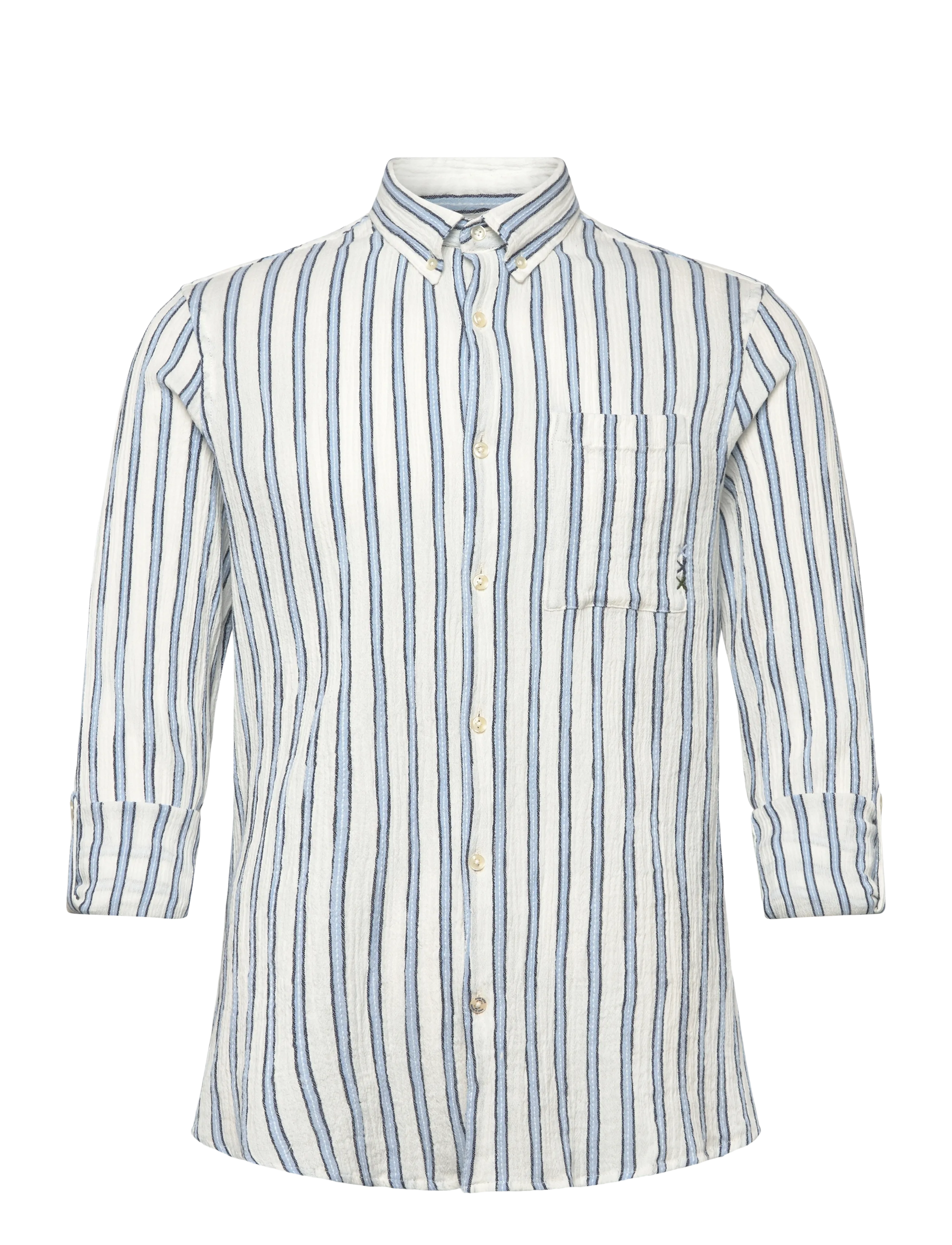 Scotch & Soda - Striped Crinkle Structure Regularfit Shirt - triibulised särgid - windsurfer stripe - 2