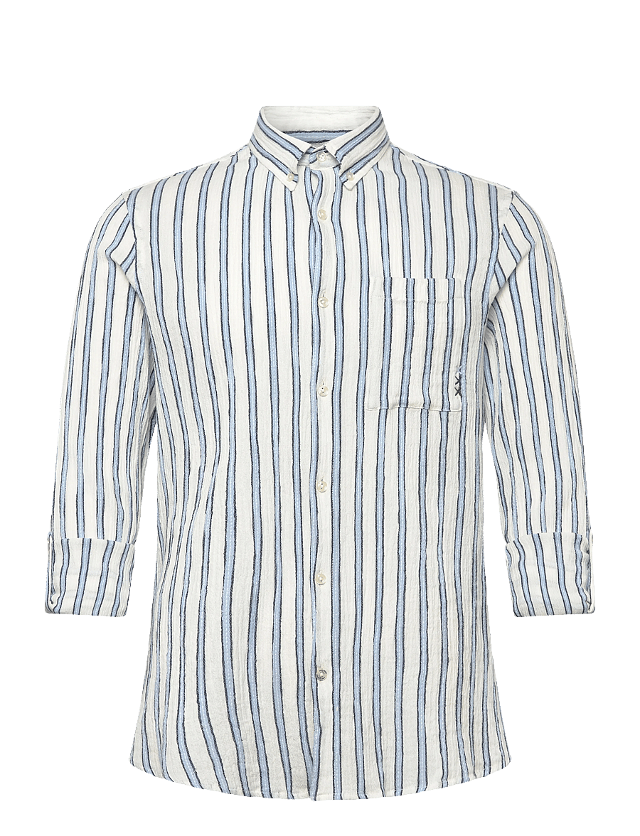 Scotch & Soda - Striped Crinkle Structure Regularfit Shirt - stribede skjorter - windsurfer stripe - 2