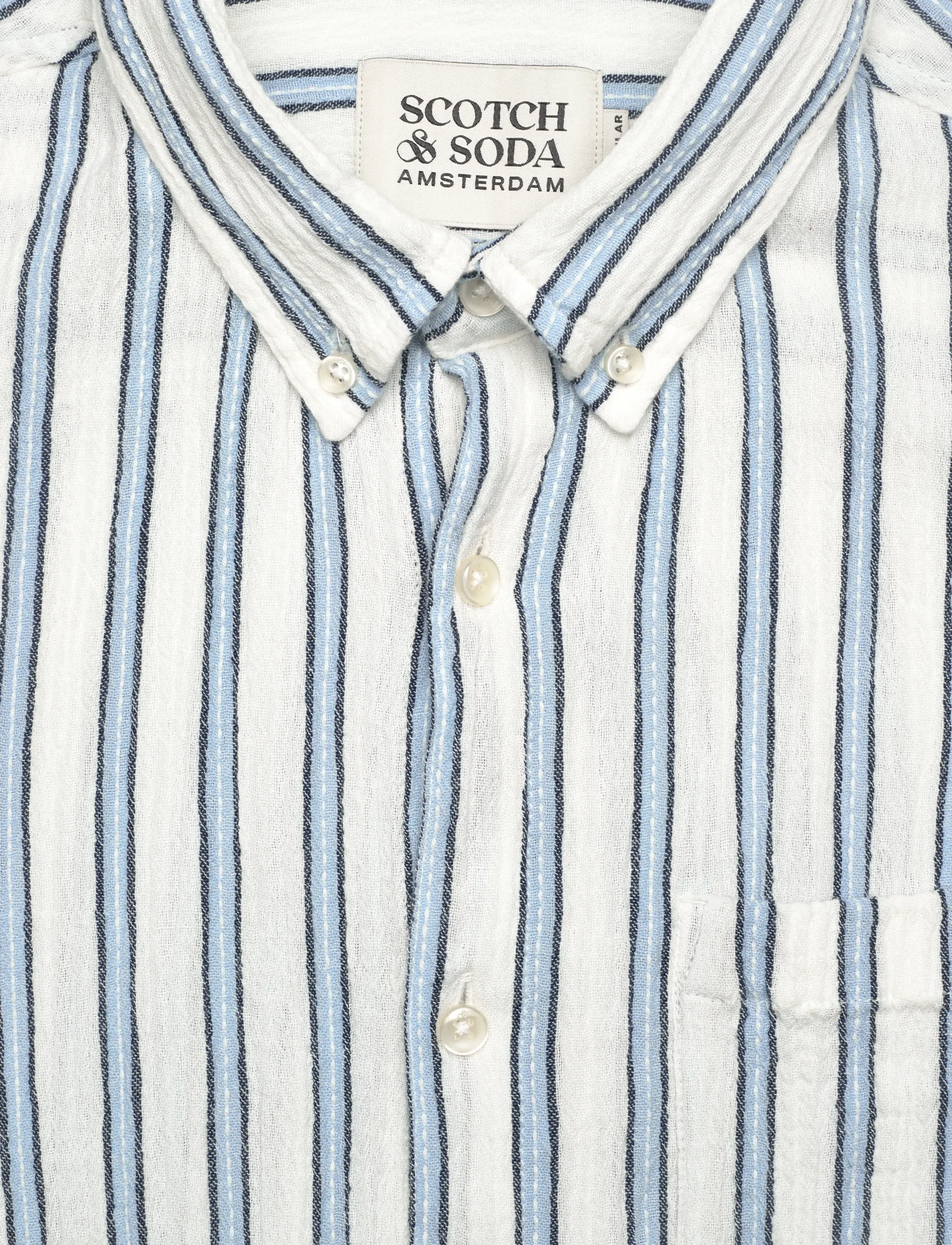 Scotch & Soda - Striped Crinkle Structure Regularfit Shirt - triibulised särgid - windsurfer stripe - 3