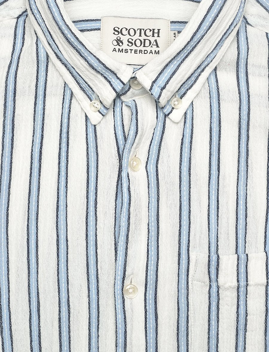 Scotch & Soda - Striped Crinkle Structure Regularfit Shirt - stribede skjorter - windsurfer stripe - 3