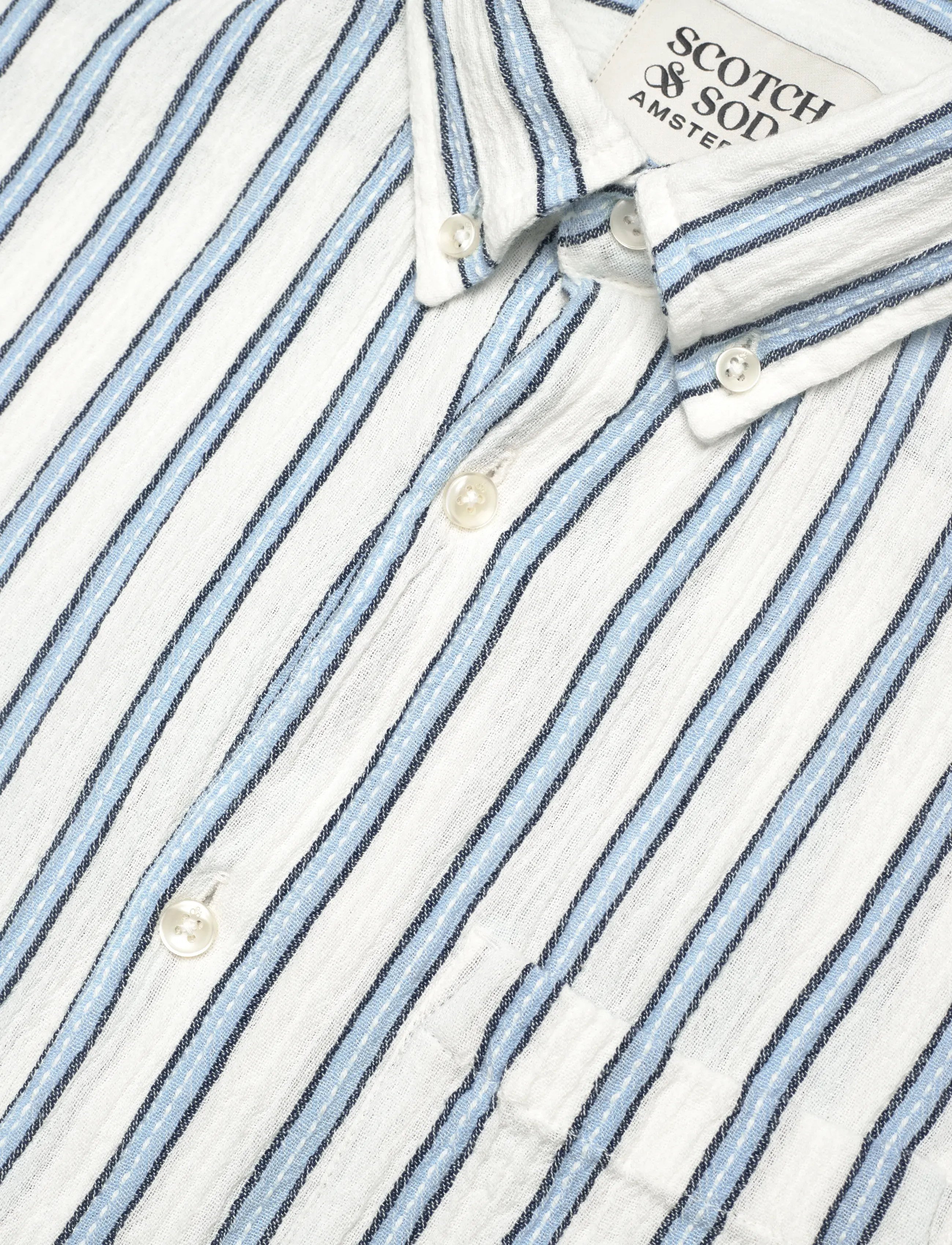 Scotch & Soda - Striped Crinkle Structure Regularfit Shirt - triibulised särgid - windsurfer stripe - 4