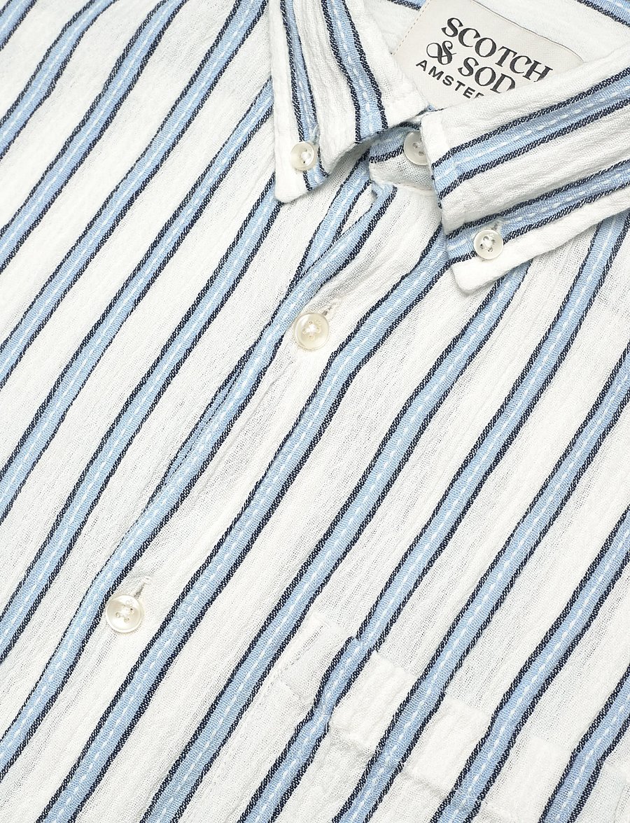 Scotch & Soda - Striped Crinkle Structure Regularfit Shirt - stribede skjorter - windsurfer stripe - 4